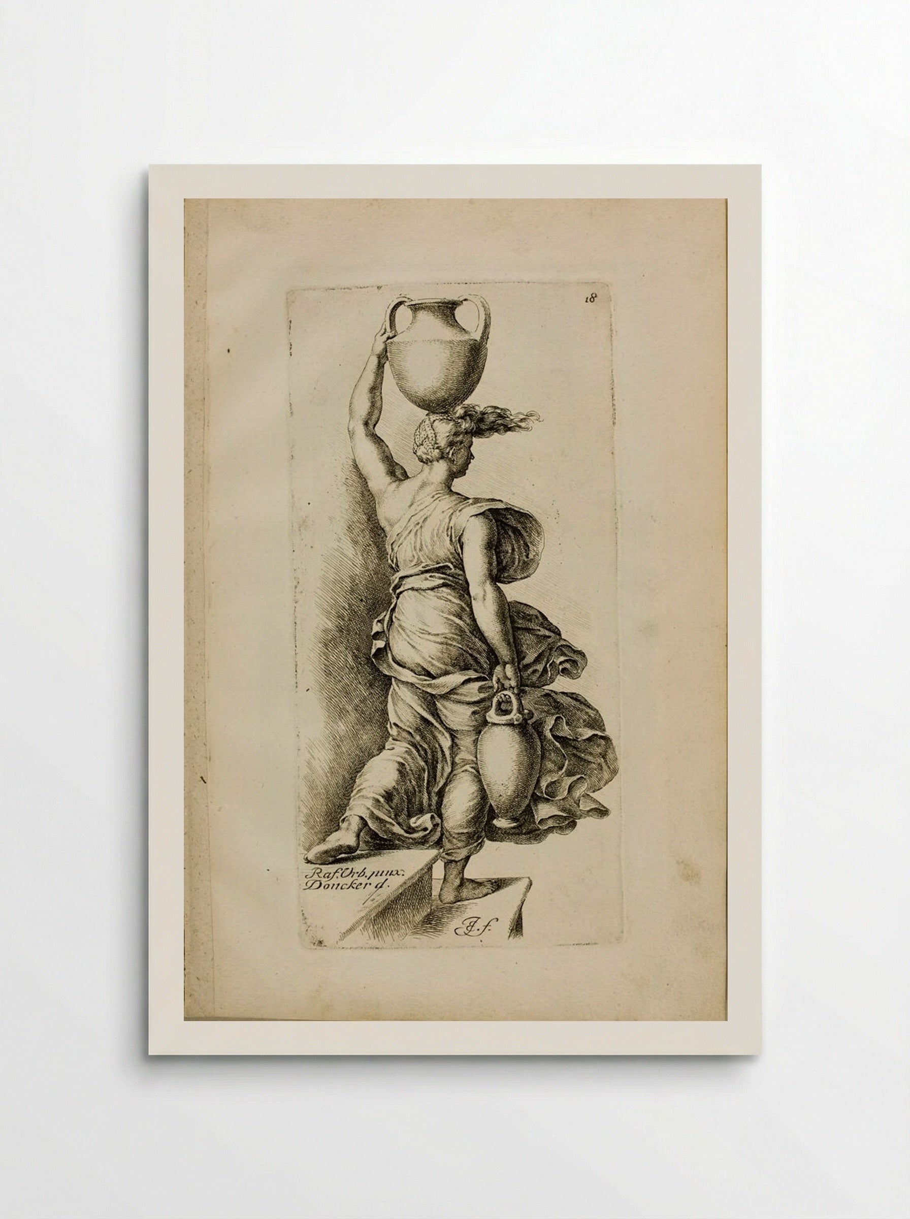 Plate 18: Girl Carrying Water - Jan de Bisschop - Poster