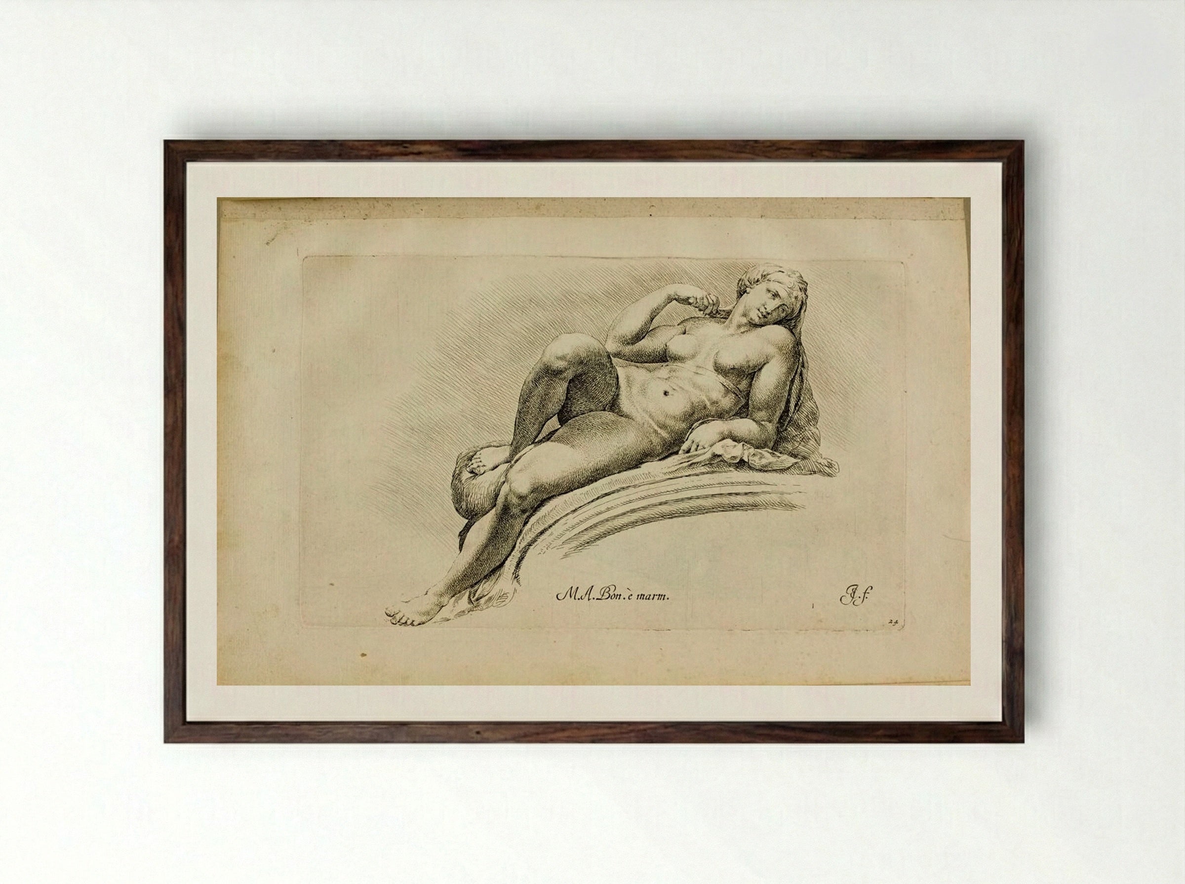 Plate 24: Aurora (Dawn) - Jan de Bisschop - Framed Print Dark Wood