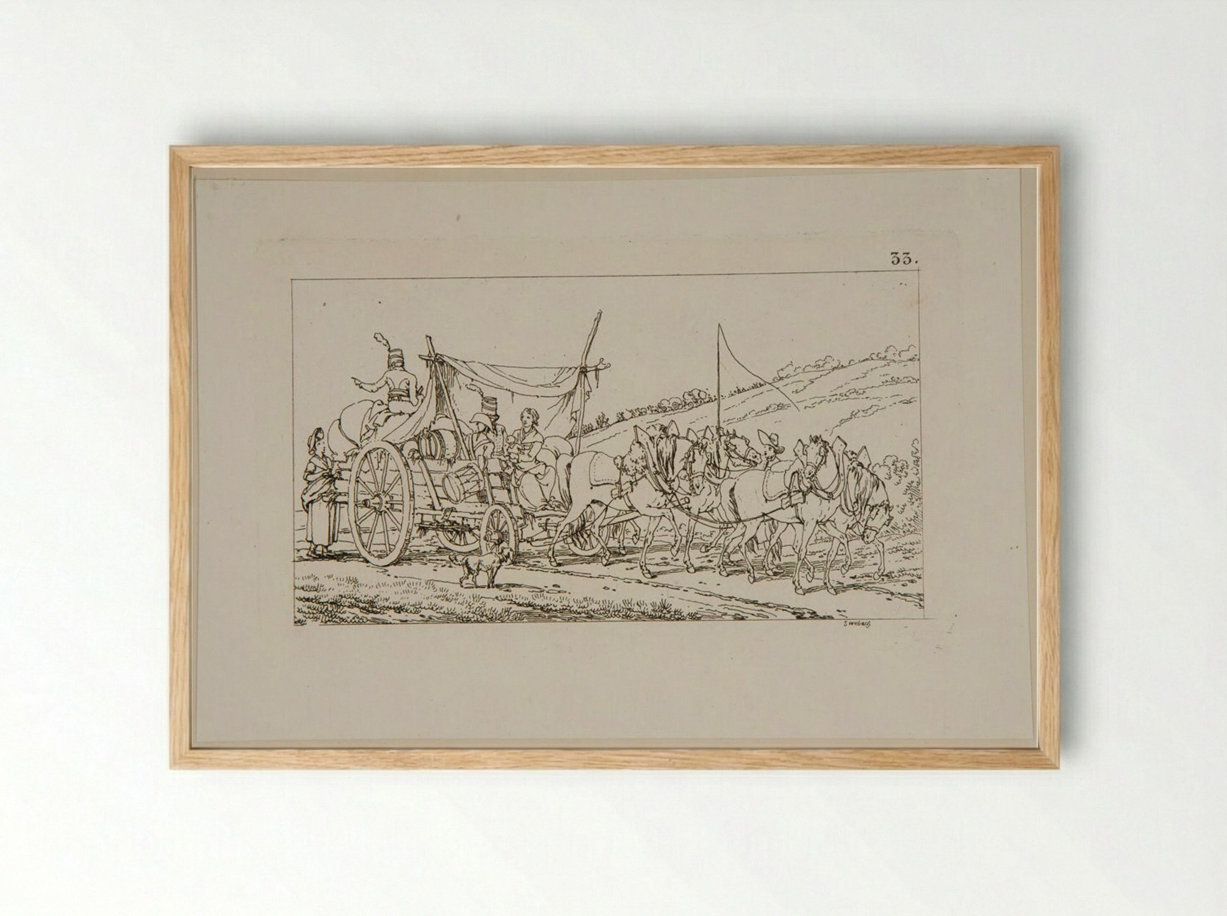 Plate 33 (Military Convoy) - Jacques-Francois-Joseph Swebach - Framed Print Wood