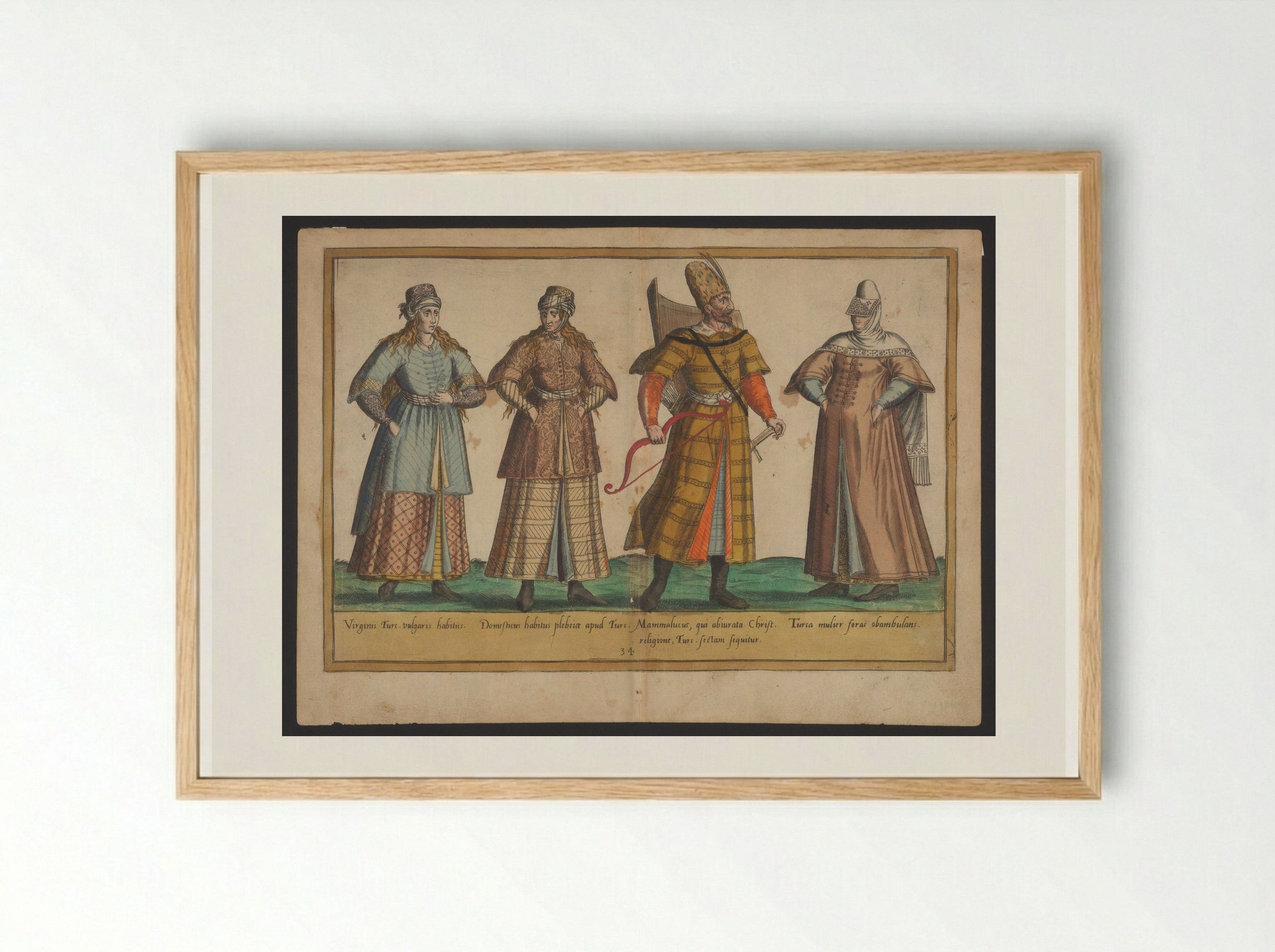 Plate 34: Ottoman Female and Male Attire - Abraham de Bruyn - Framed Print Wood