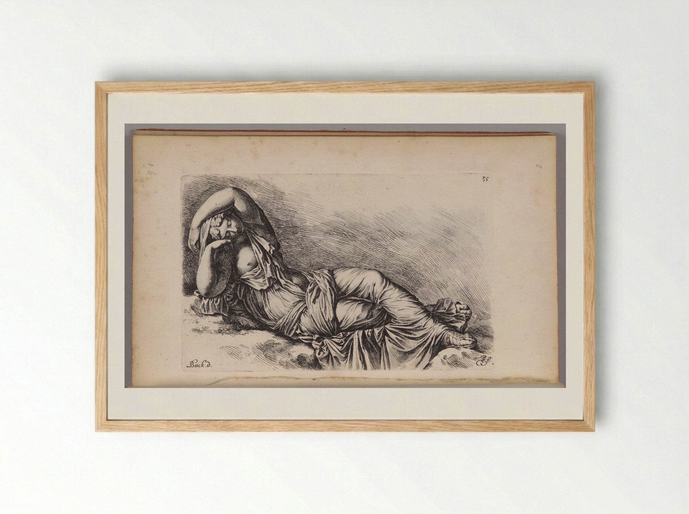 Plate 35: Sleeping Ariadne - Jan de Bisschop - Framed Print Wood