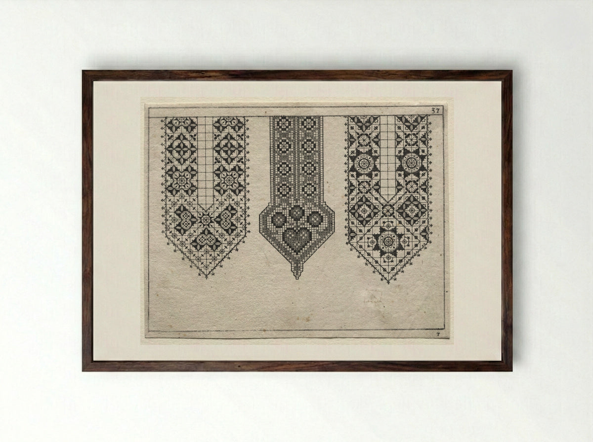 Plate 37 from Schon News Modelbuch - Hans Sibmacher - Framed Print Dark Wood