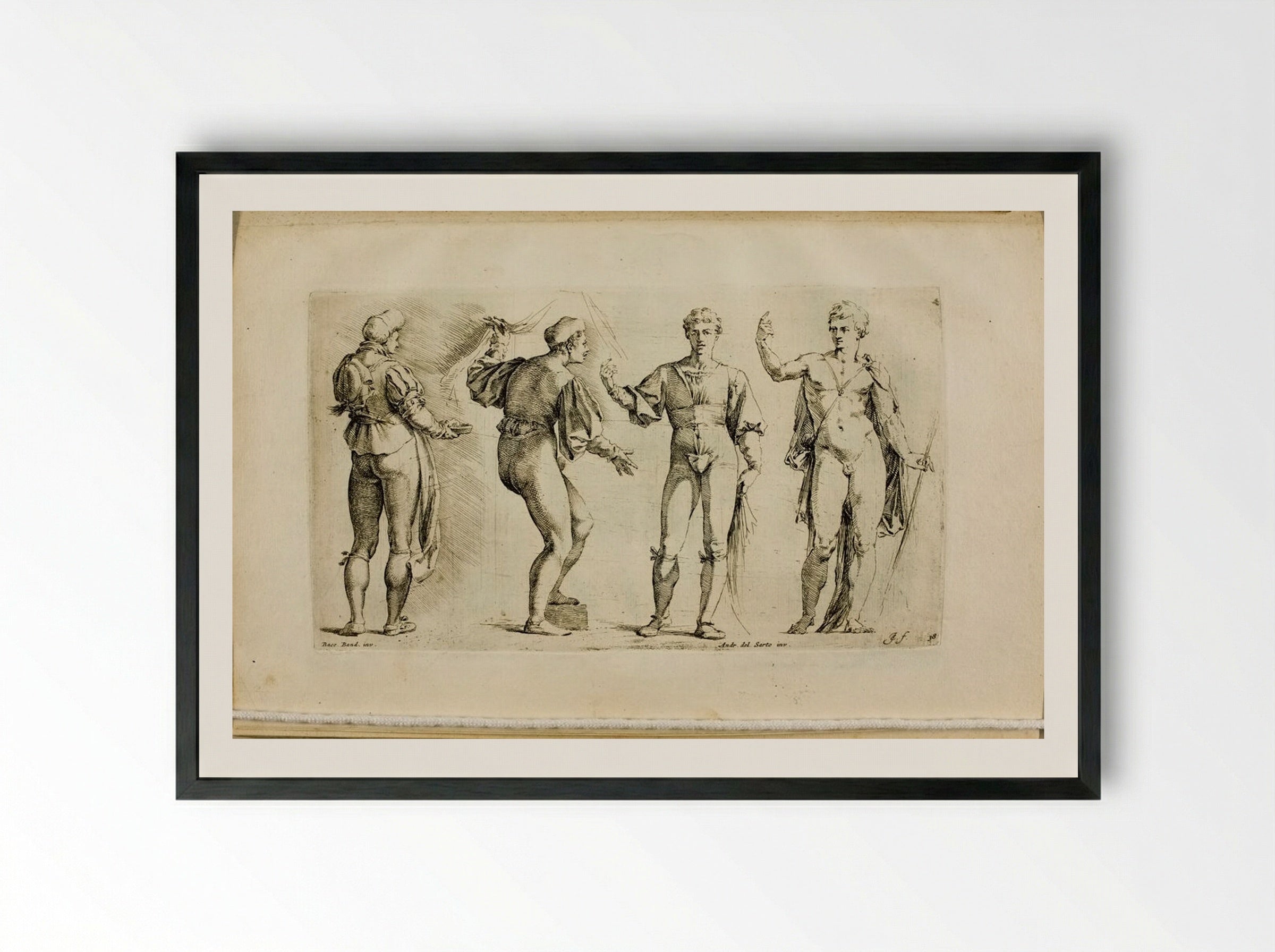 Plate 38: Four Standing Male Figures - Jan de Bisschop - Framed Print Black