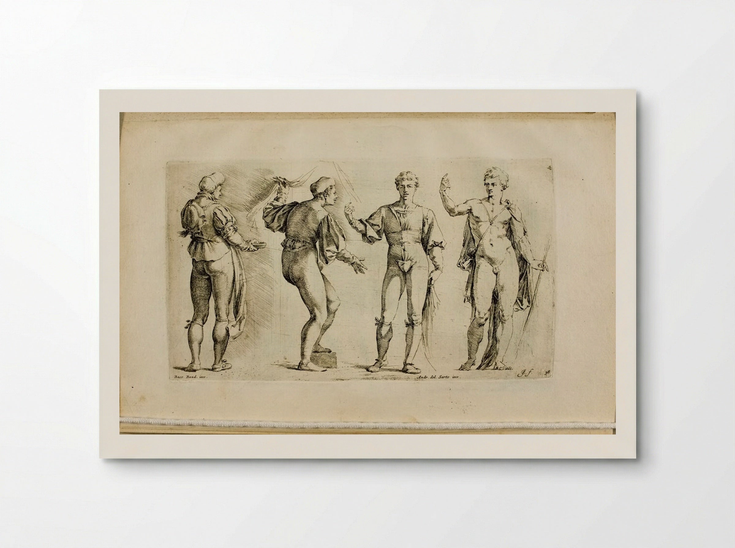 Plate 38: Four Standing Male Figures - Jan de Bisschop - Poster