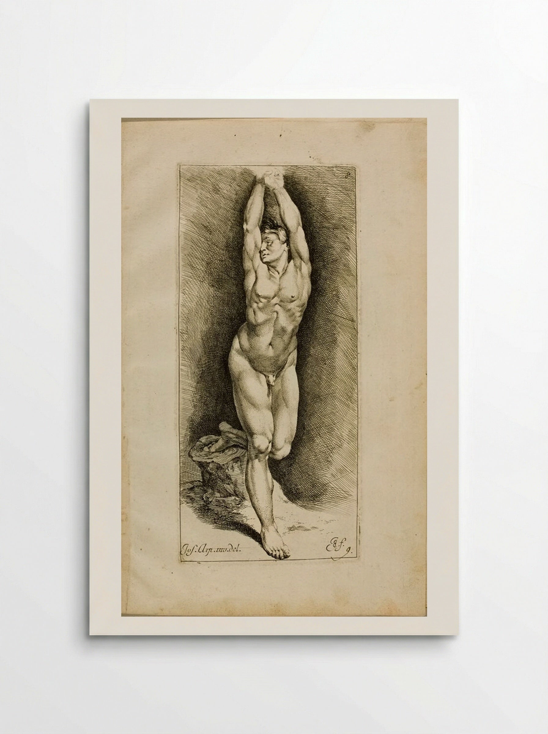 Plate 8: A Male Nude with Raised Arms - Jan de Bisschop - Poster