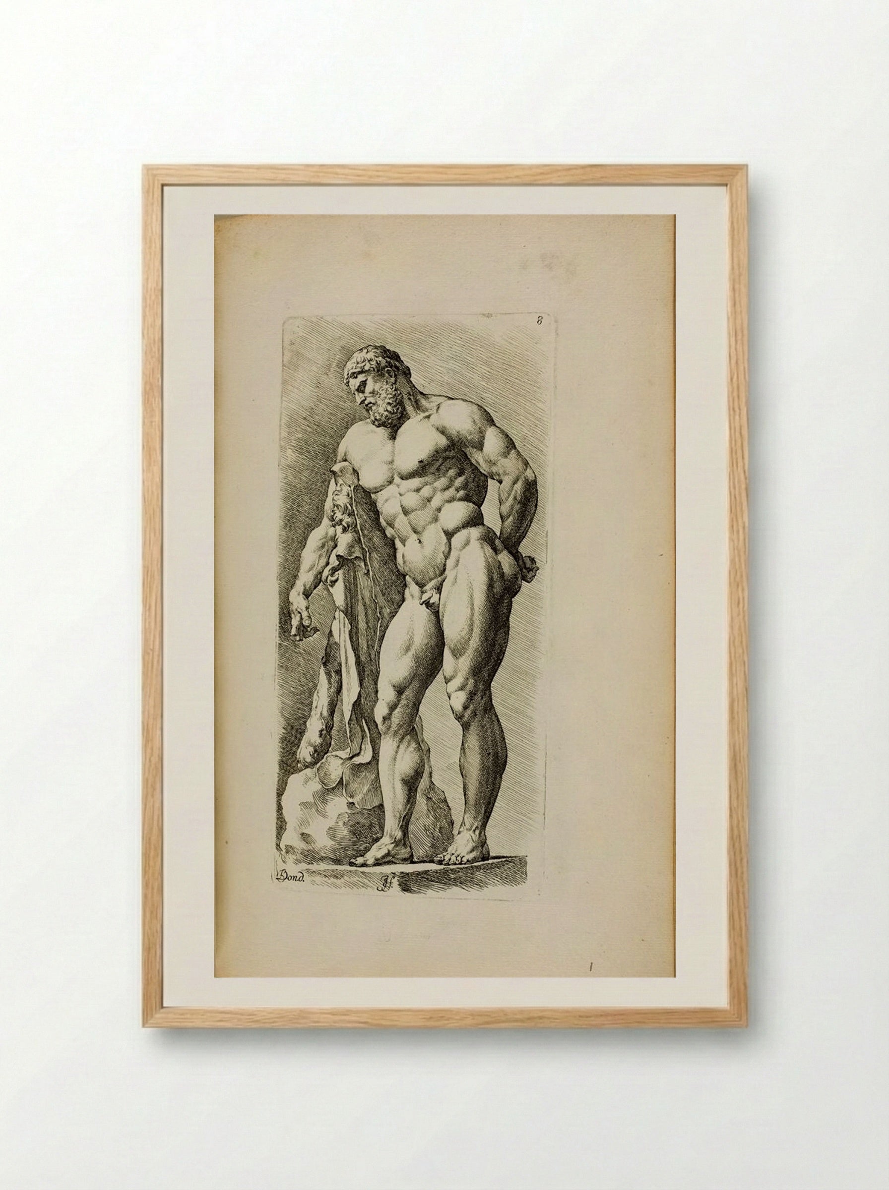 Plate 8: So-called Farnese Hercules - Jan de Bisschop - Framed Print Wood