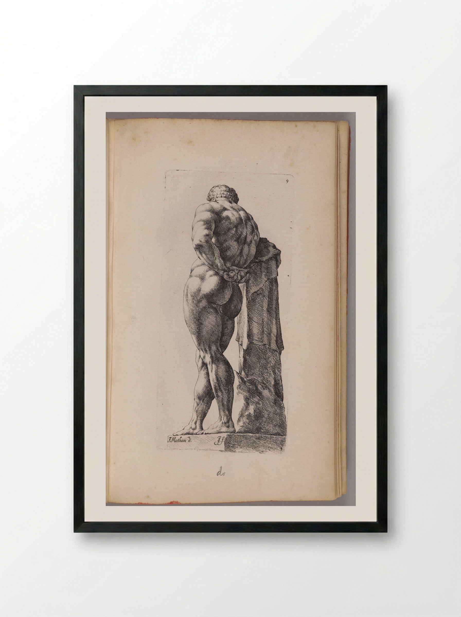 Plate 9: So-called Farnese Hercules - Jan de Bisschop - Framed Print Black