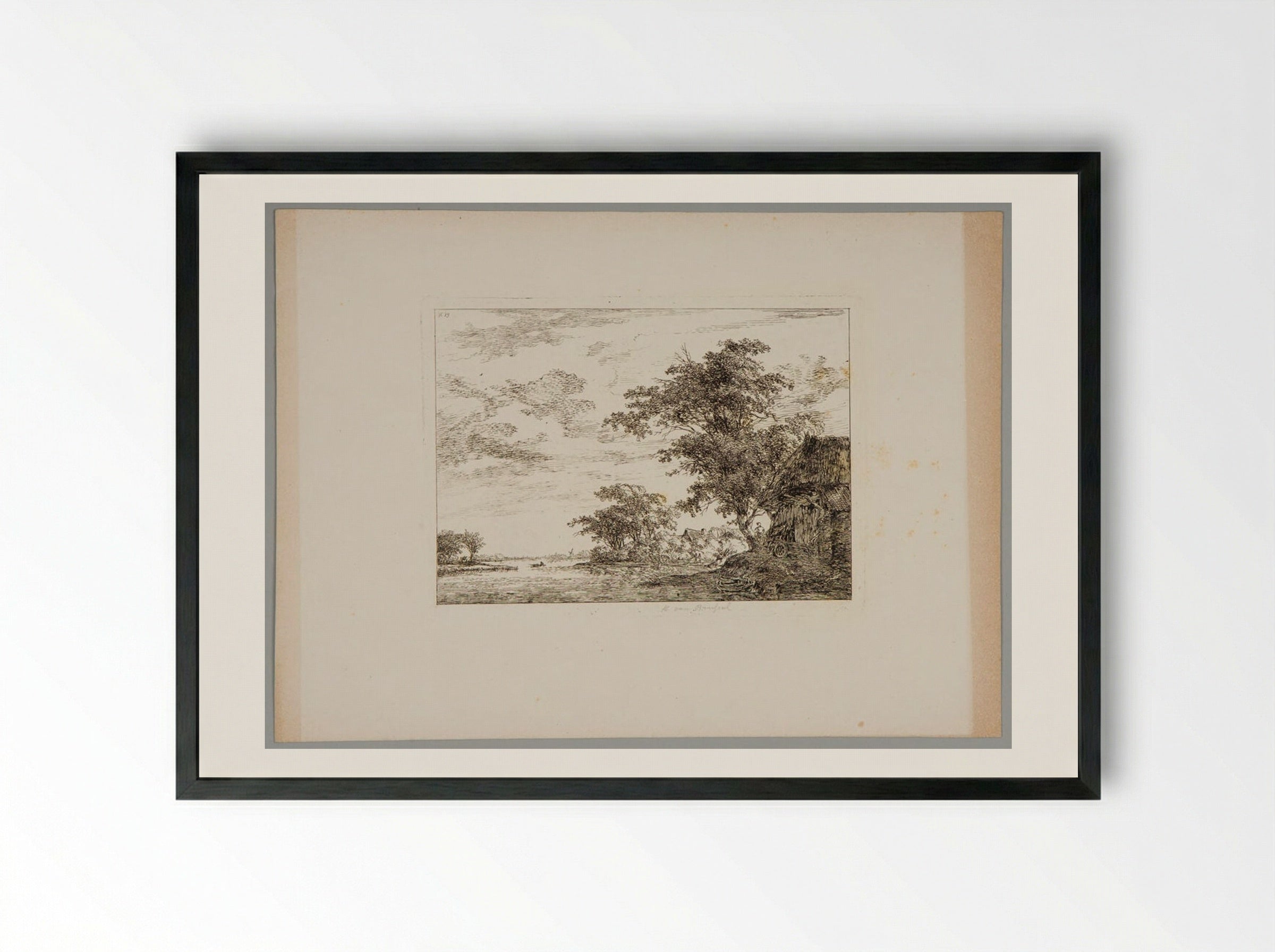 Plate III (Rural Scene with Cottage) - Hermanus van Brussel - Framed Print Black