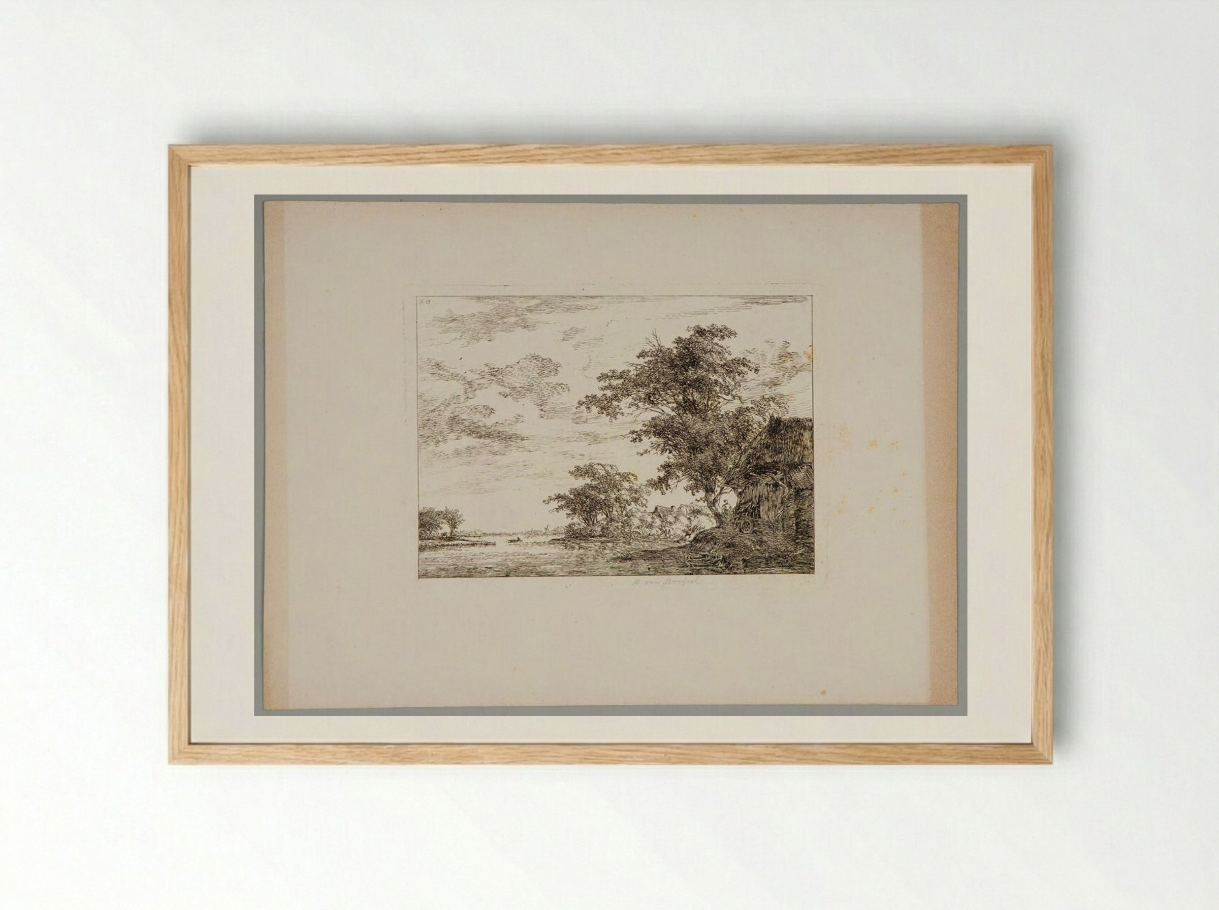 Plate III (Rural Scene with Cottage) - Hermanus van Brussel - Framed Print Wood