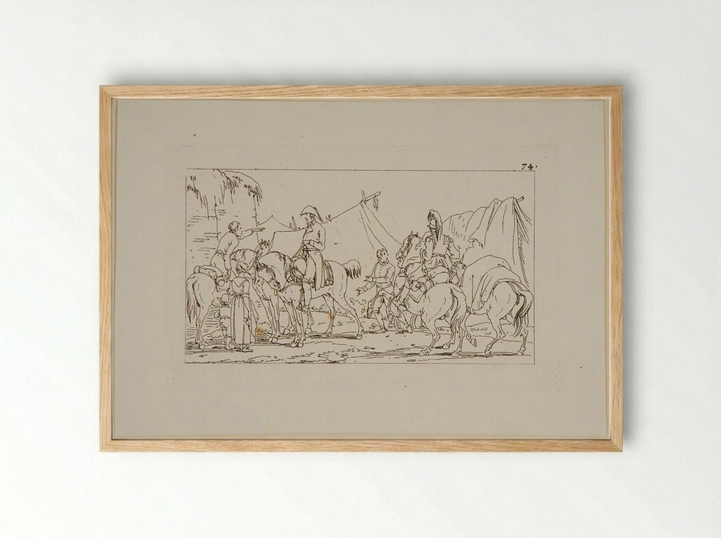 Plate L (Military Encampment) - Jacques-Francois-Joseph Swebach - Framed Print Wood