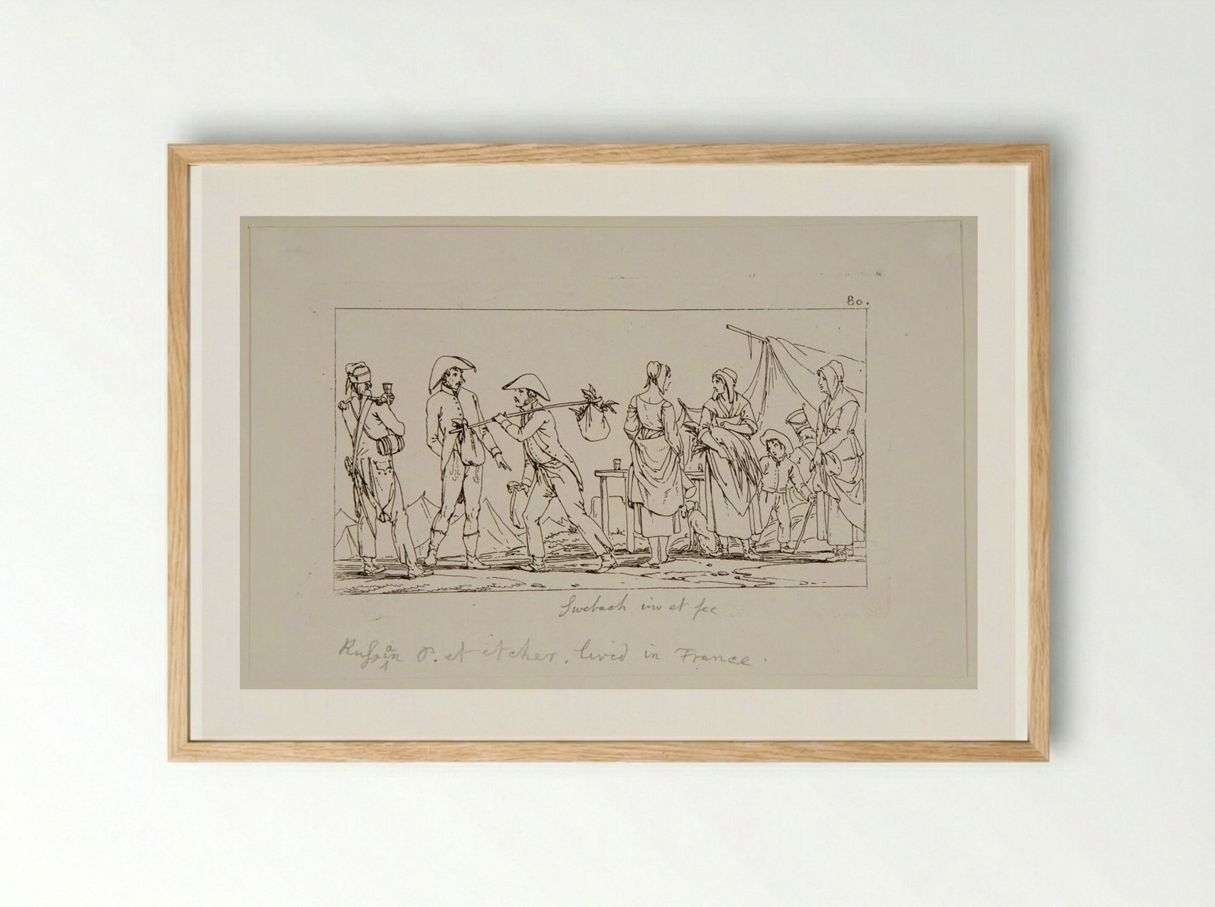 Plate LIV (Military Camp Scene) - Jacques-Francois-Joseph Swebach - Framed Print Wood