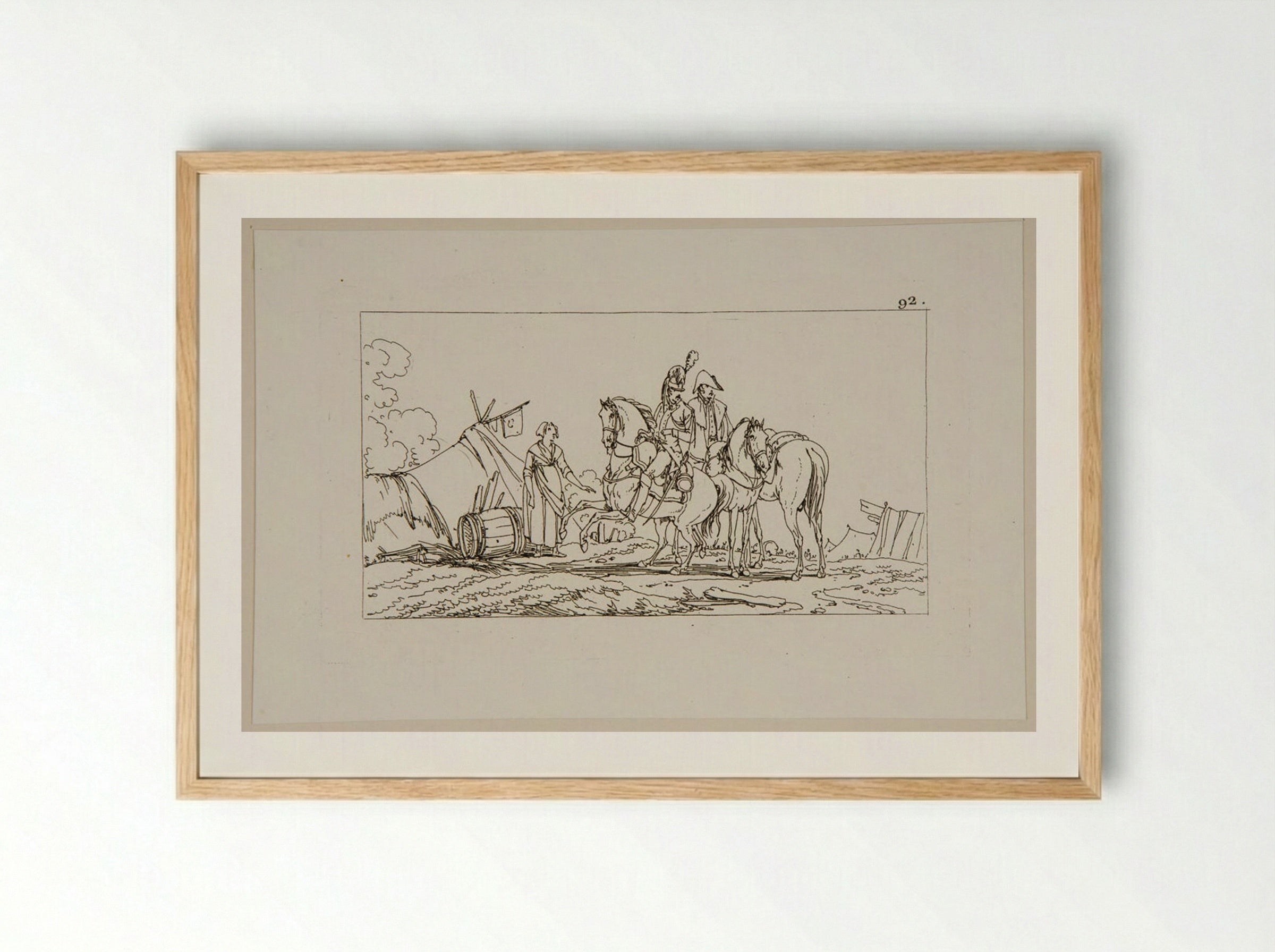 Plate LIX (Military Encampment Scene) - Jacques-Francois-Joseph Swebach - Framed Print Wood
