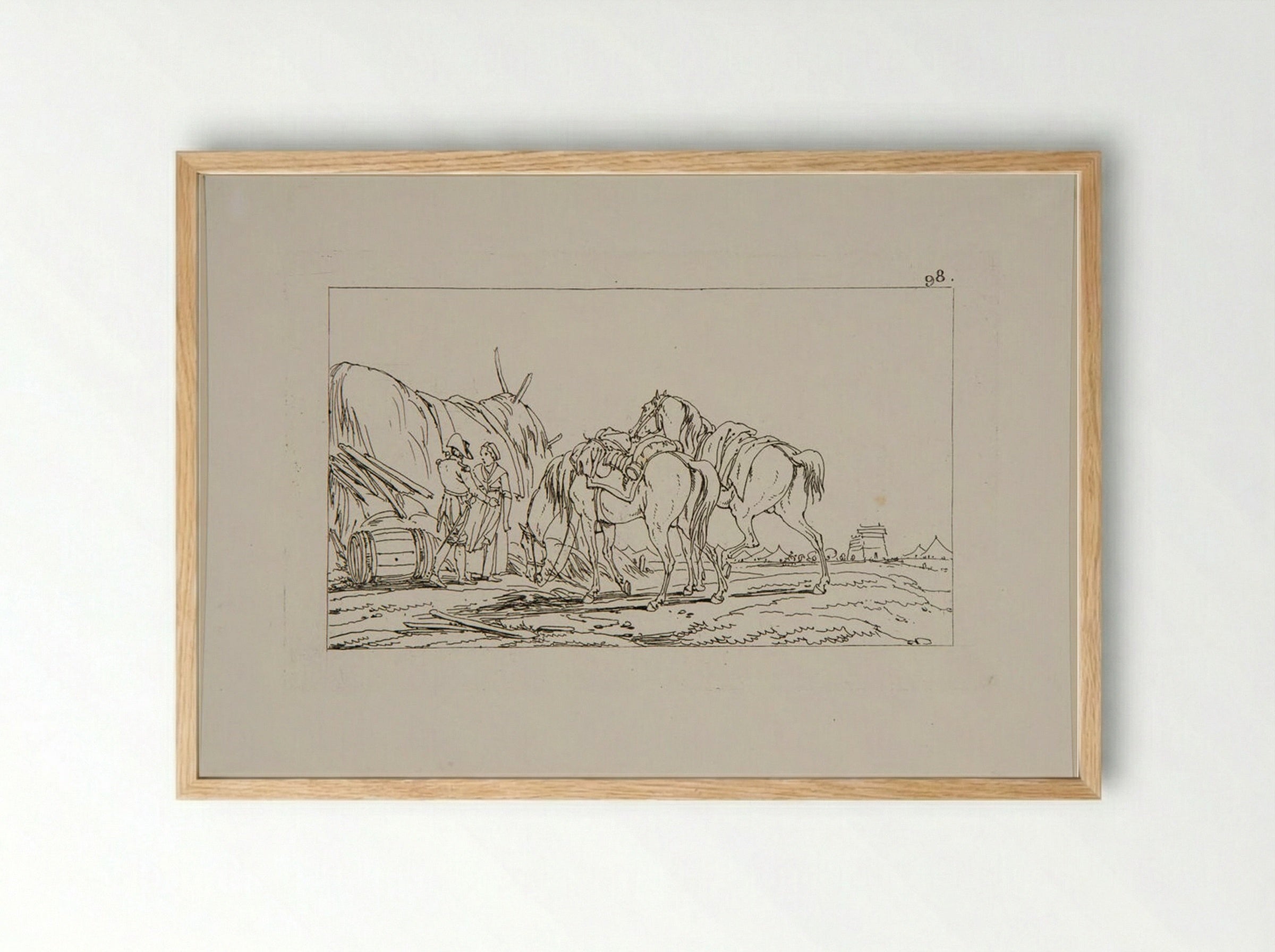 Plate LX (Military Camp Scene) - Jacques-Francois-Joseph Swebach - Framed Print Wood