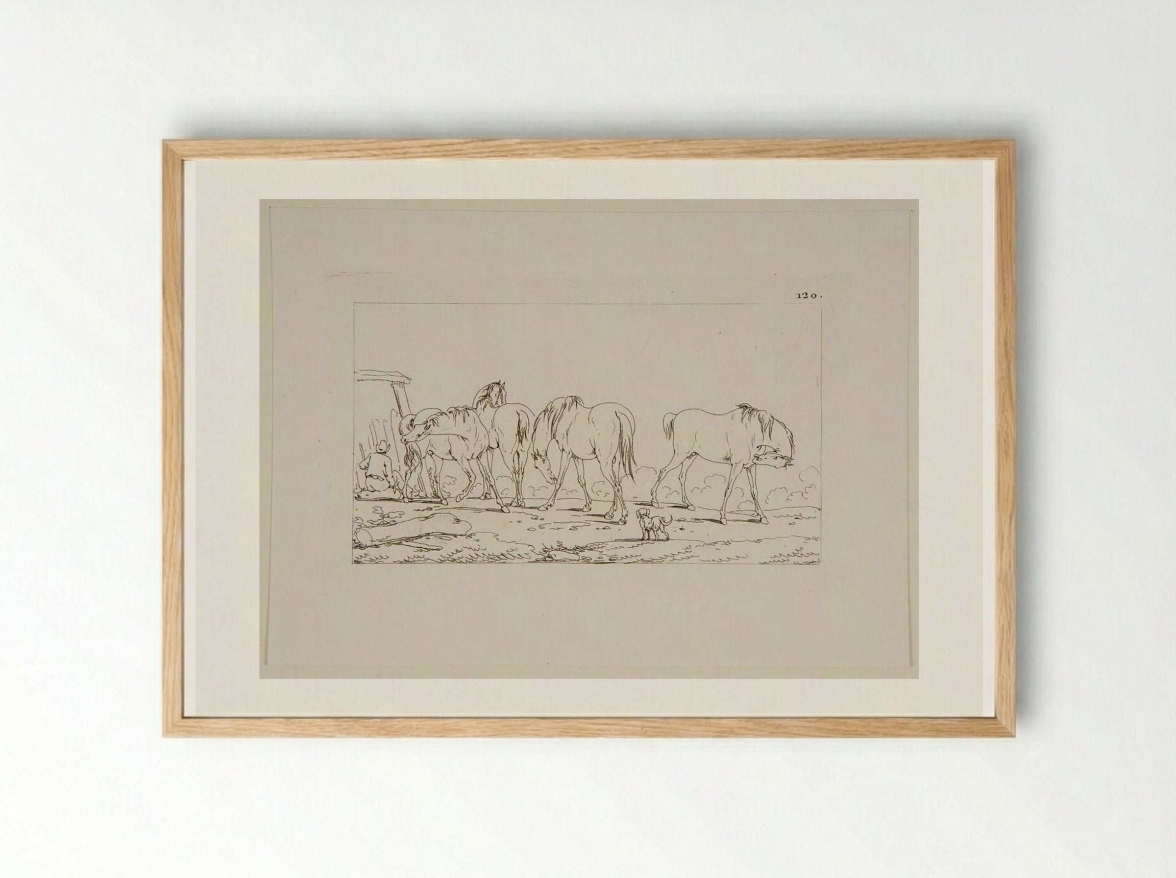 Plate LXV (Horses in a Field) - Jacques-Francois-Joseph Swebach - Framed Print Wood
