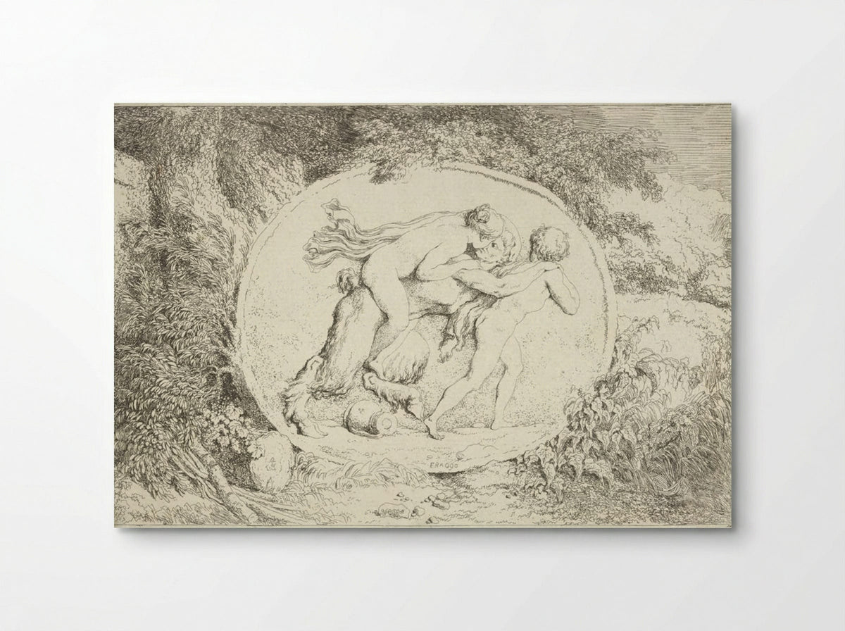 Plate Three: Young Girl Astride a Satyr - Jean-Honoré Fragonard - Poster