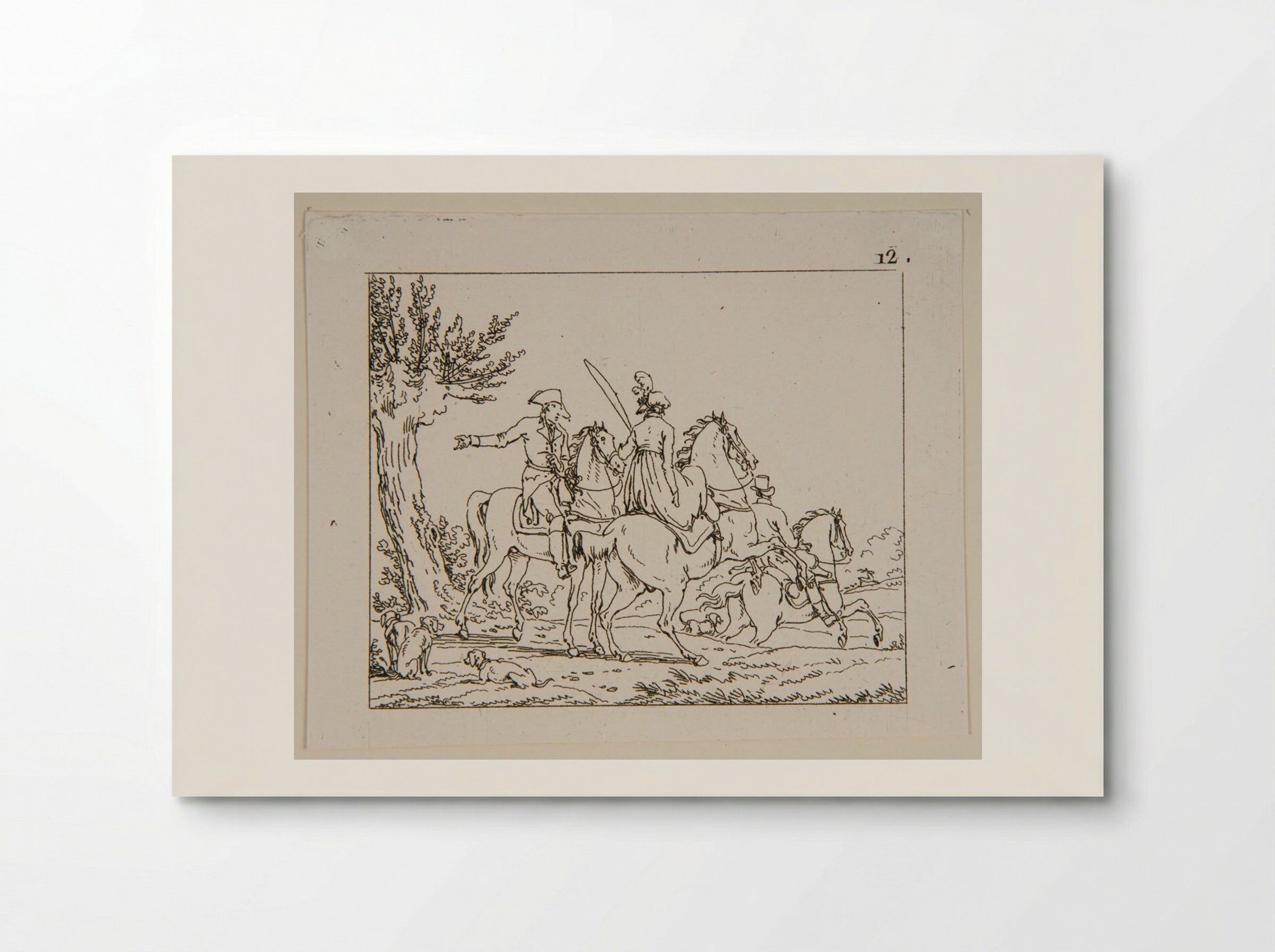 Plate V (Equestrian Figures and Hounds) - Jacques-Francois-Joseph Swebach - Poster