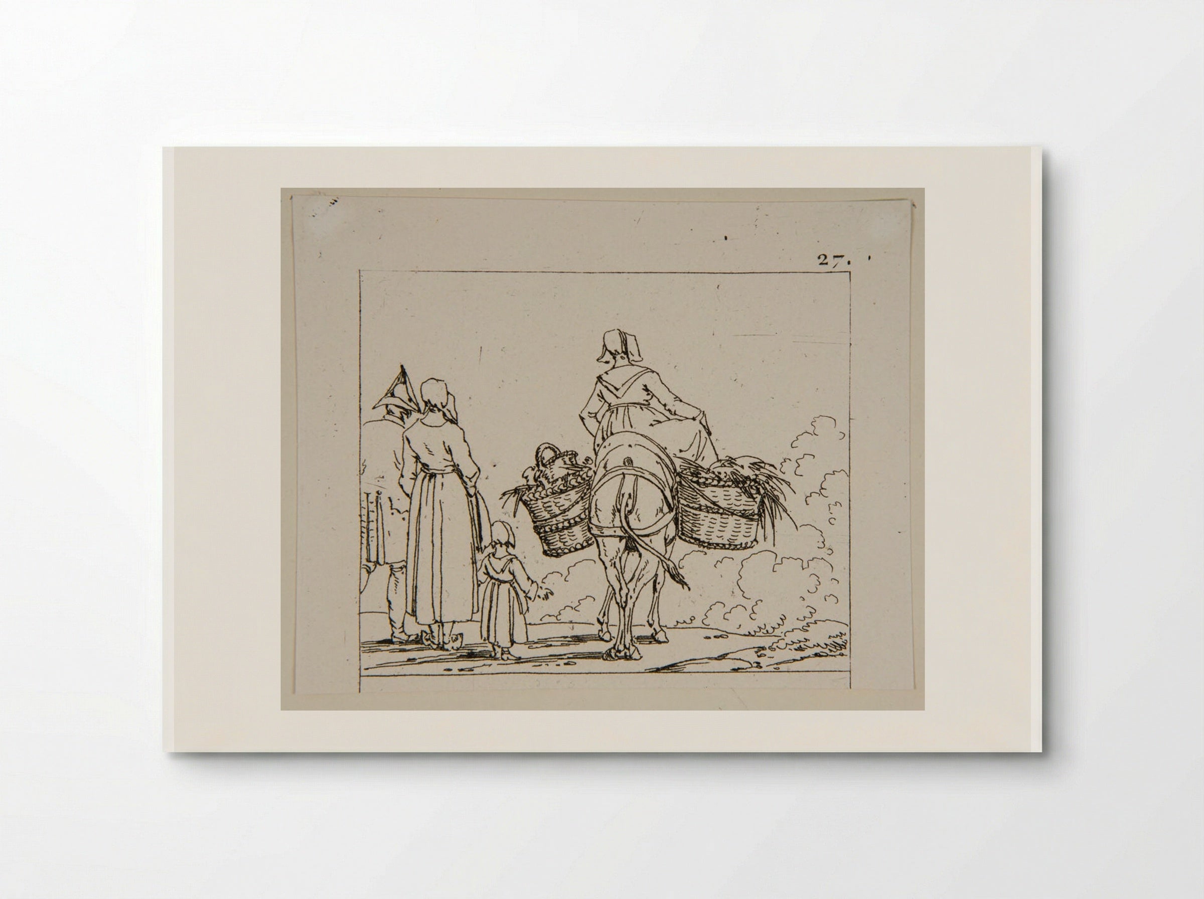 Plate XII (Peasant Family with Donkey) - Jacques-Francois-Joseph Swebach - Poster