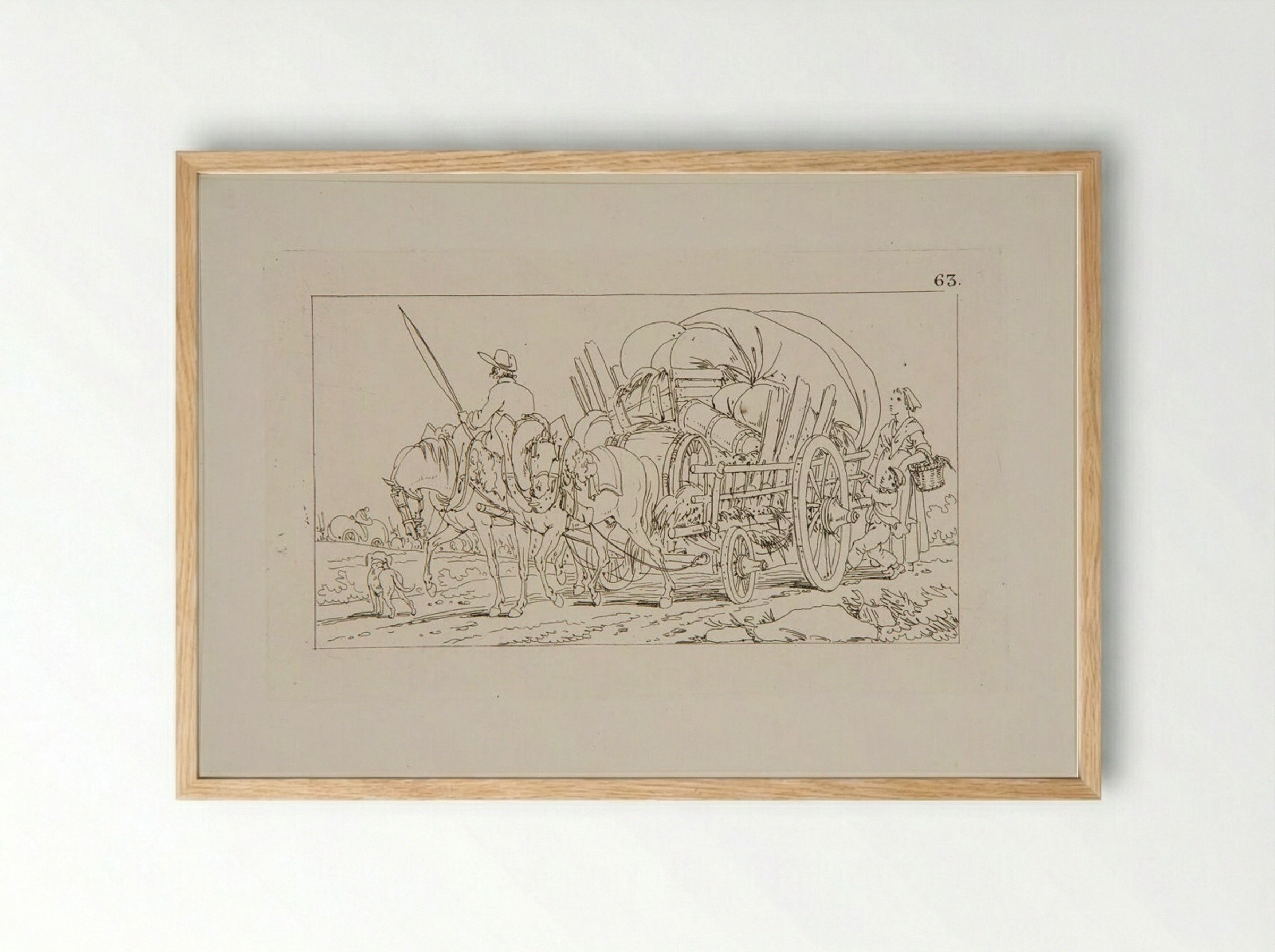 Plate XLIII (Horse-Drawn Cart) - Jacques-Francois-Joseph Swebach - Framed Print Wood