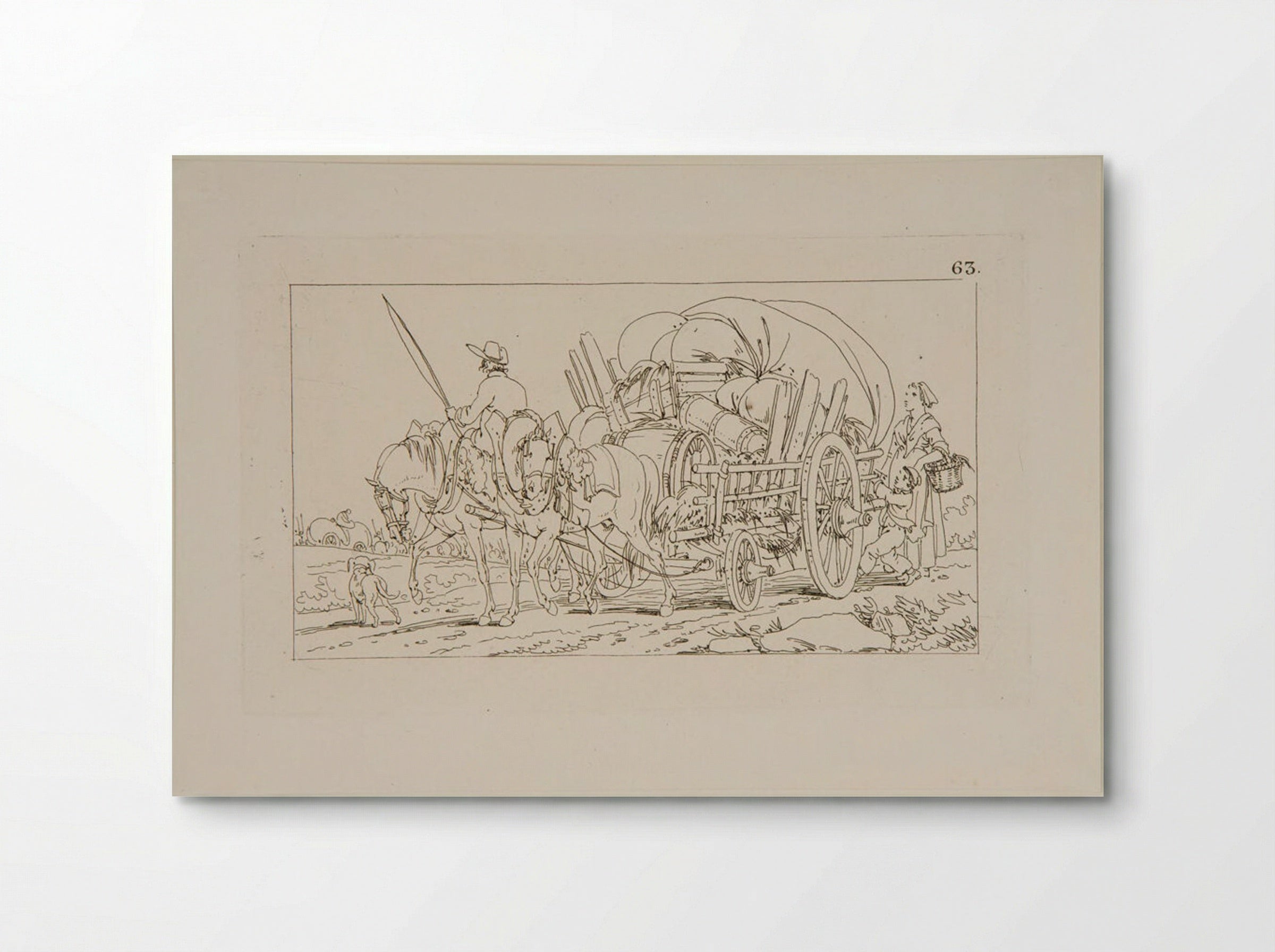 Plate XLIII (Horse-Drawn Cart) - Jacques-Francois-Joseph Swebach - Poster