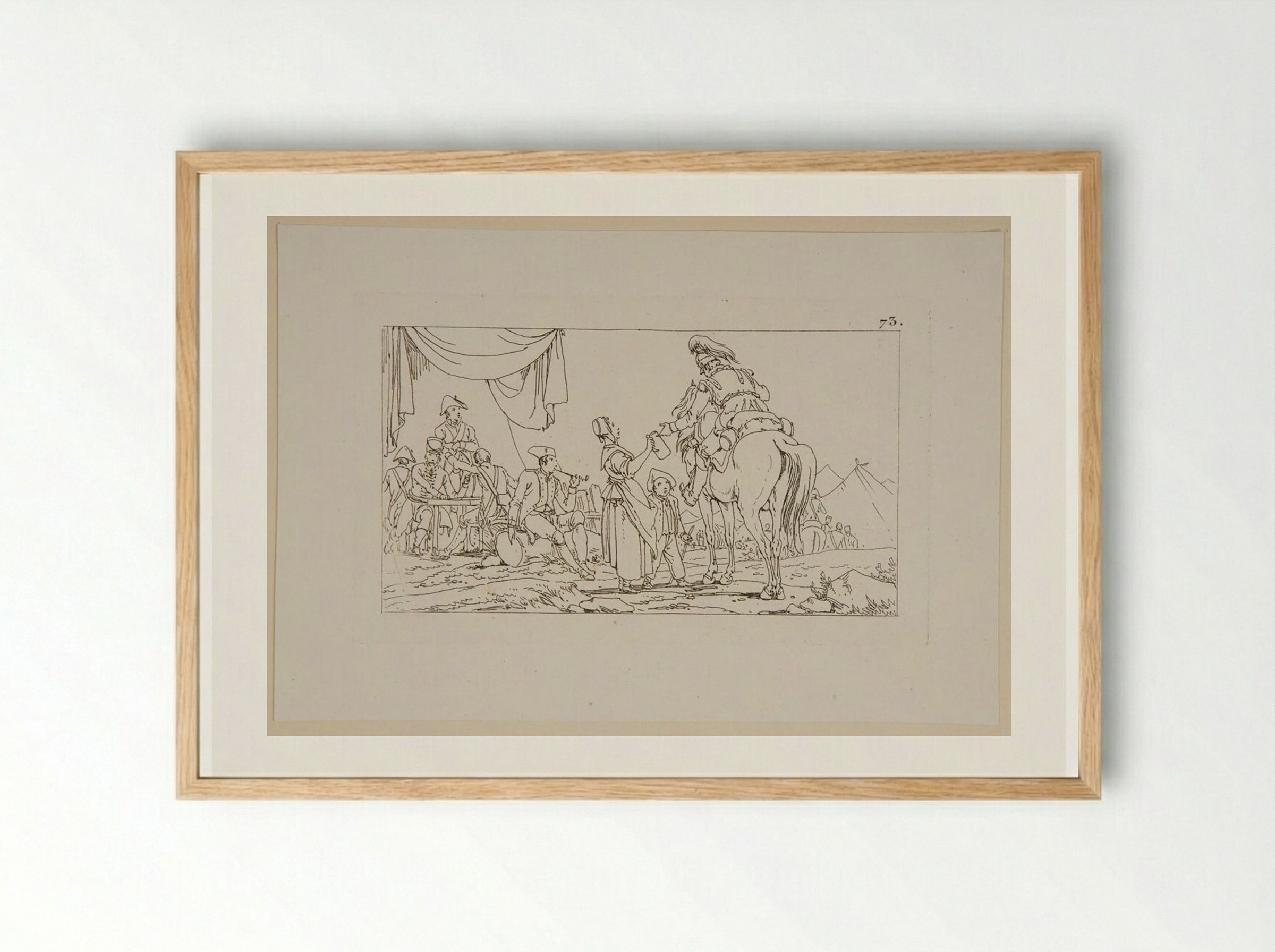 Plate XLIX (Military Camp Scene) - Jacques-Francois-Joseph Swebach - Framed Print Wood