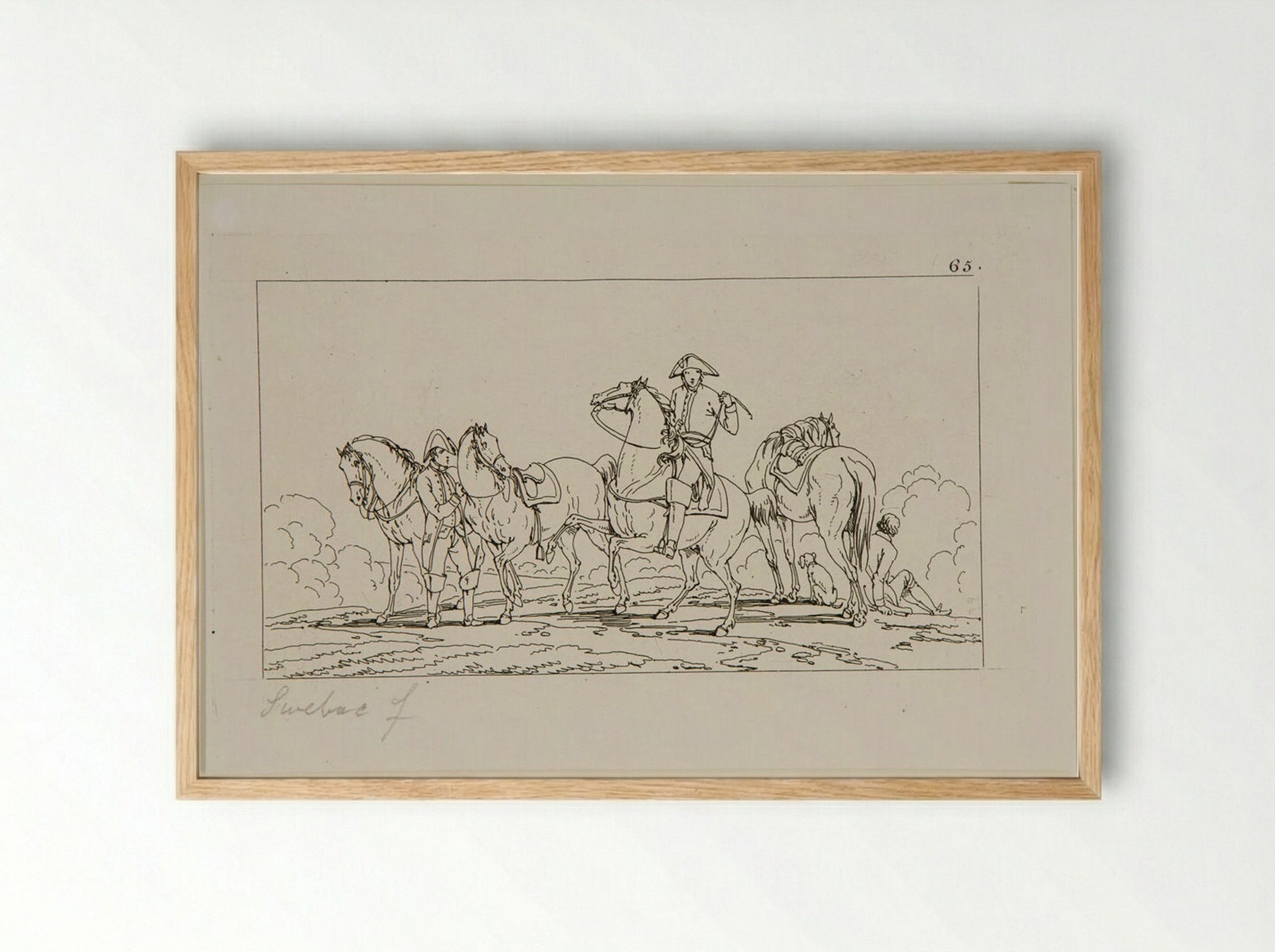 Plate XLV (Cavalry Study) - Jacques-Francois-Joseph Swebach - Framed Print Wood