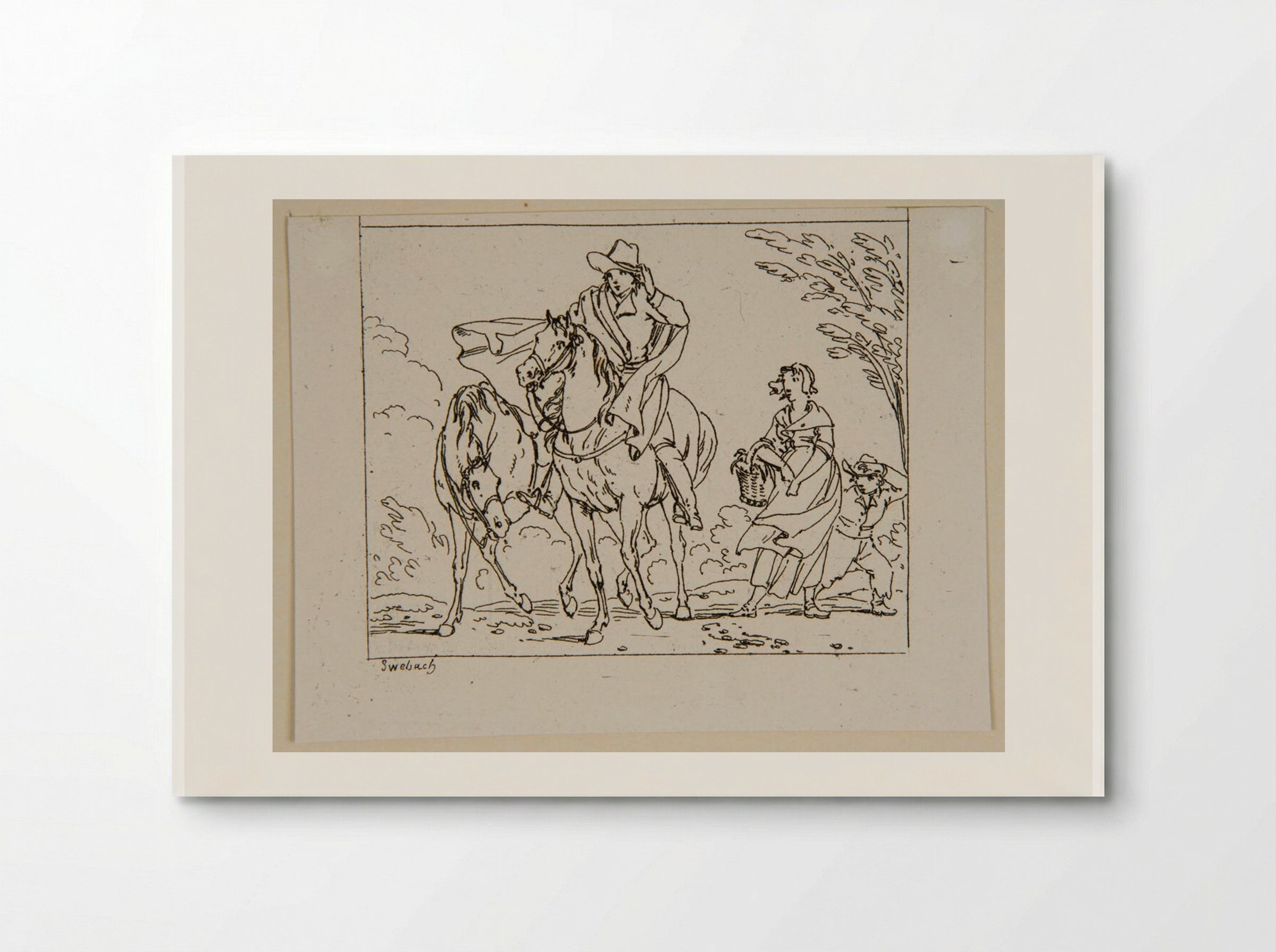 Plate XVI (Rider and Peasant Woman) - Jacques-Francois-Joseph Swebach - Poster