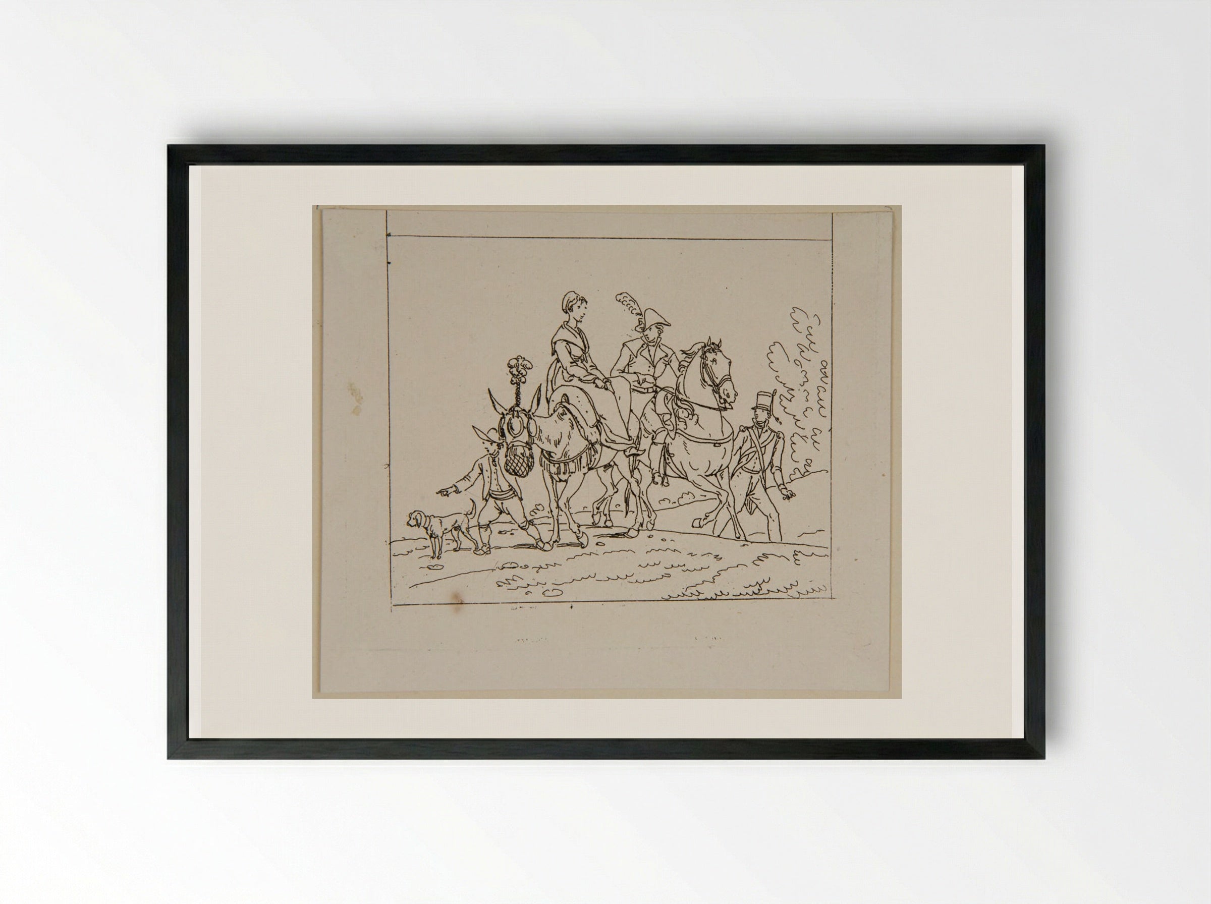 Plate XVIII (Equestrian Figures and Attendant) - Jacques-Francois-Joseph Swebach - Framed Print Black