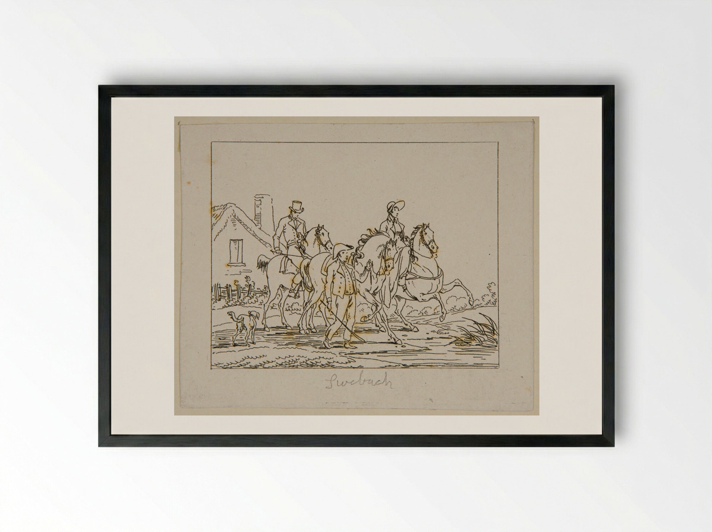 Plate XXII (Equestrian Study) - Jacques-Francois-Joseph Swebach - Framed Print Black