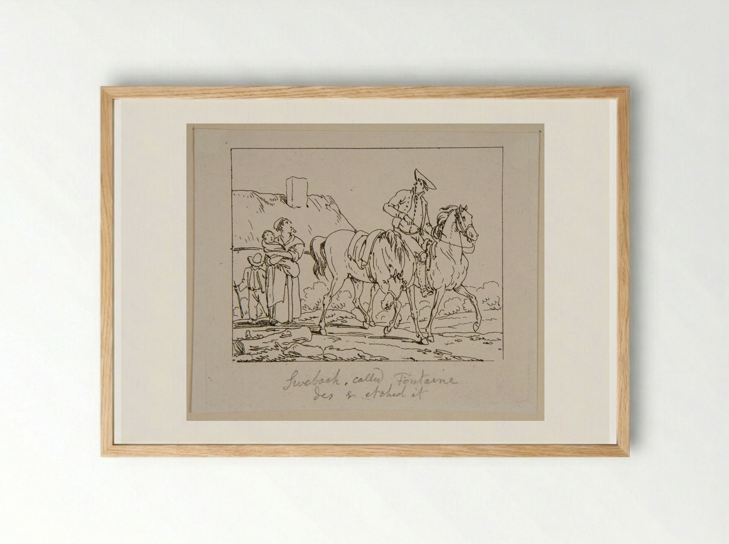 Plate XXIII (Rider and Family) - Jacques-Francois-Joseph Swebach - Framed Print Wood