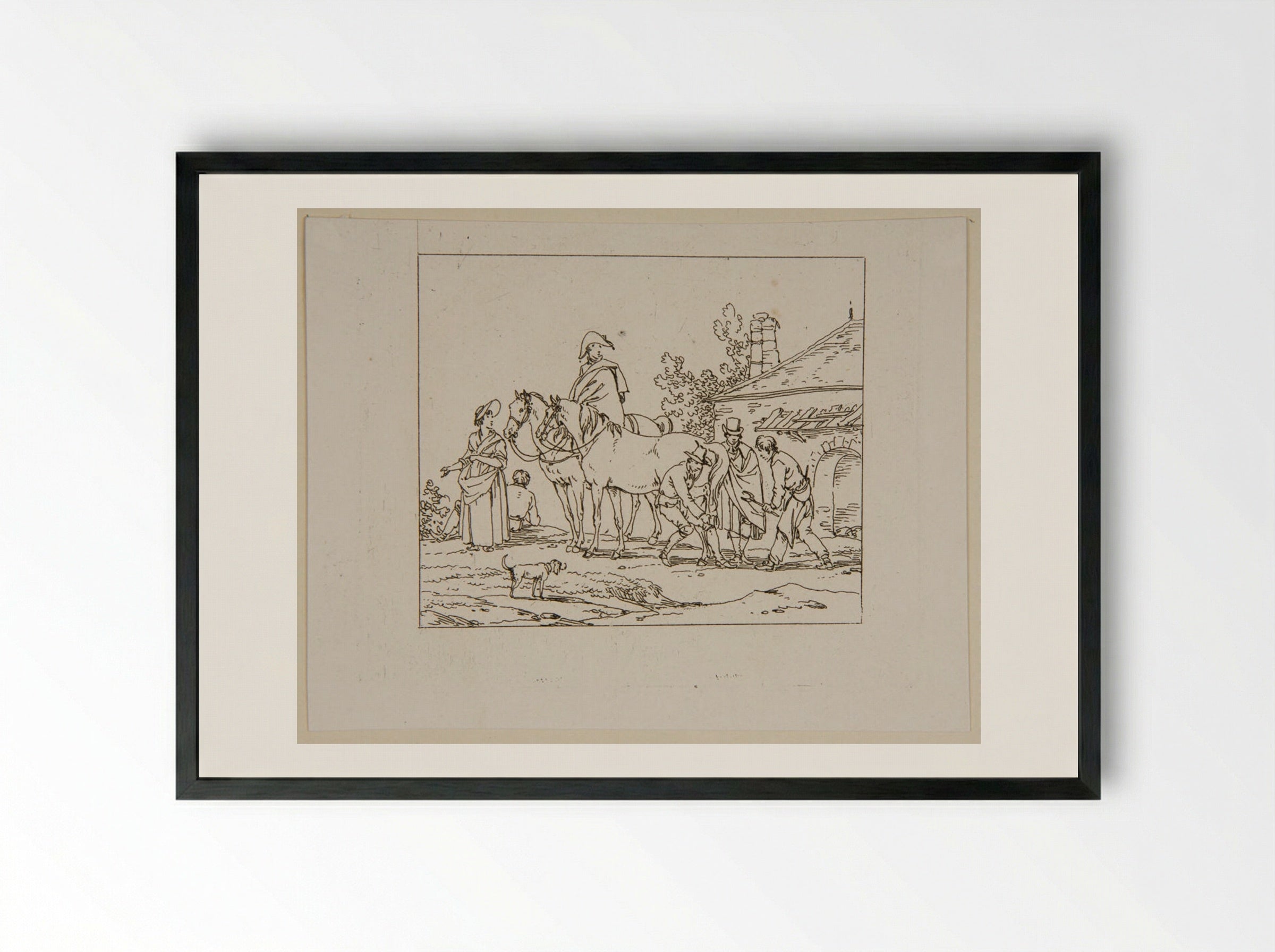 Plate XXIV (Farrier Scene) - Jacques-Francois-Joseph Swebach - Framed Print Black