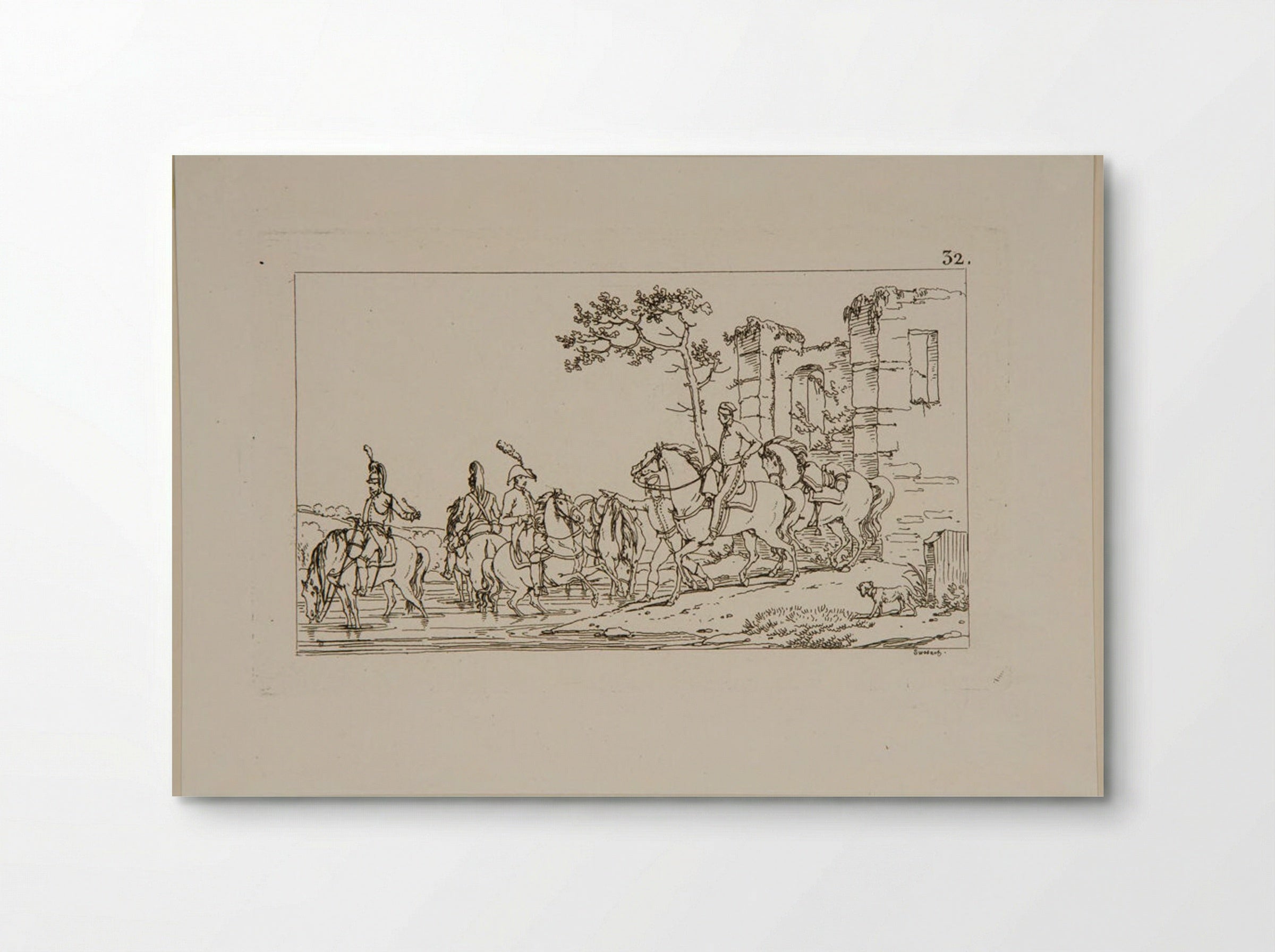 Plate XXIX (Cavalry near Ruins) - Jacques-Francois-Joseph Swebach - Poster