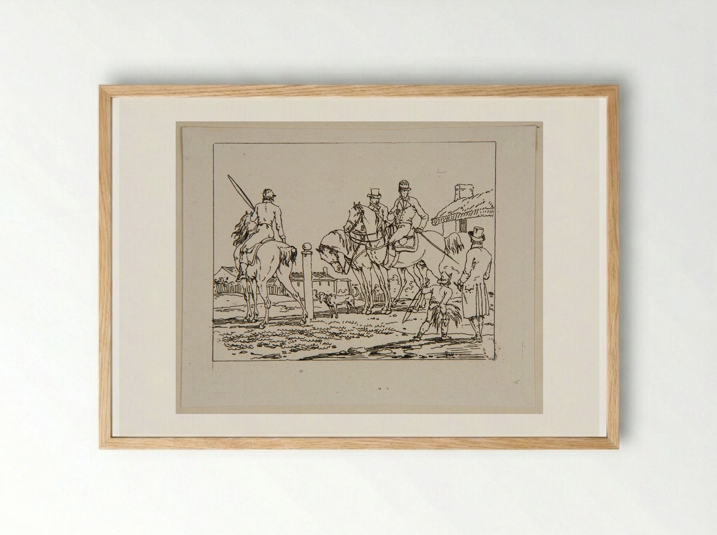 Plate XXV (Equestrian Figures and Figures on Foot) - Jacques-Francois-Joseph Swebach - Framed Print Wood