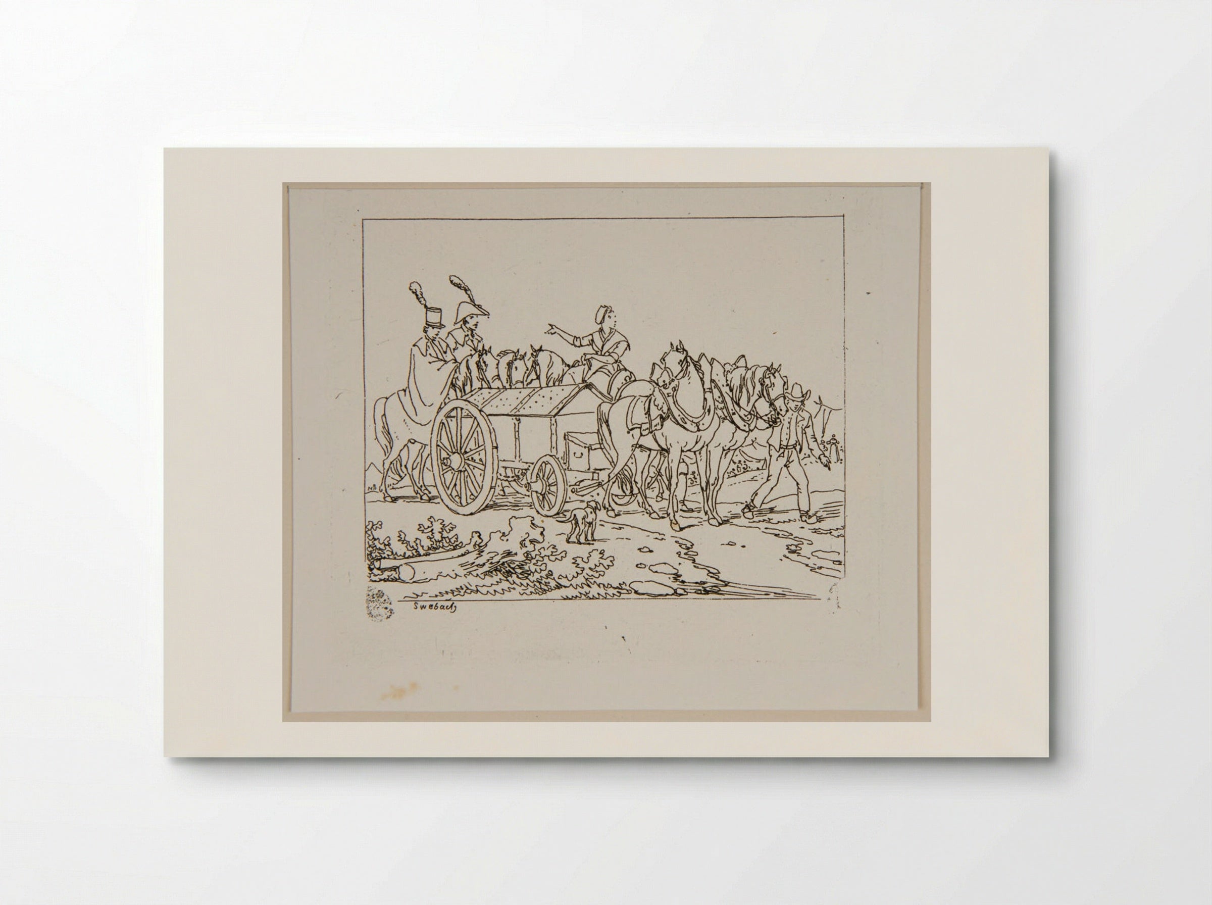 Plate XXVI (Horse-Drawn Carriage and Figures) - Jacques-Francois-Joseph Swebach - Poster