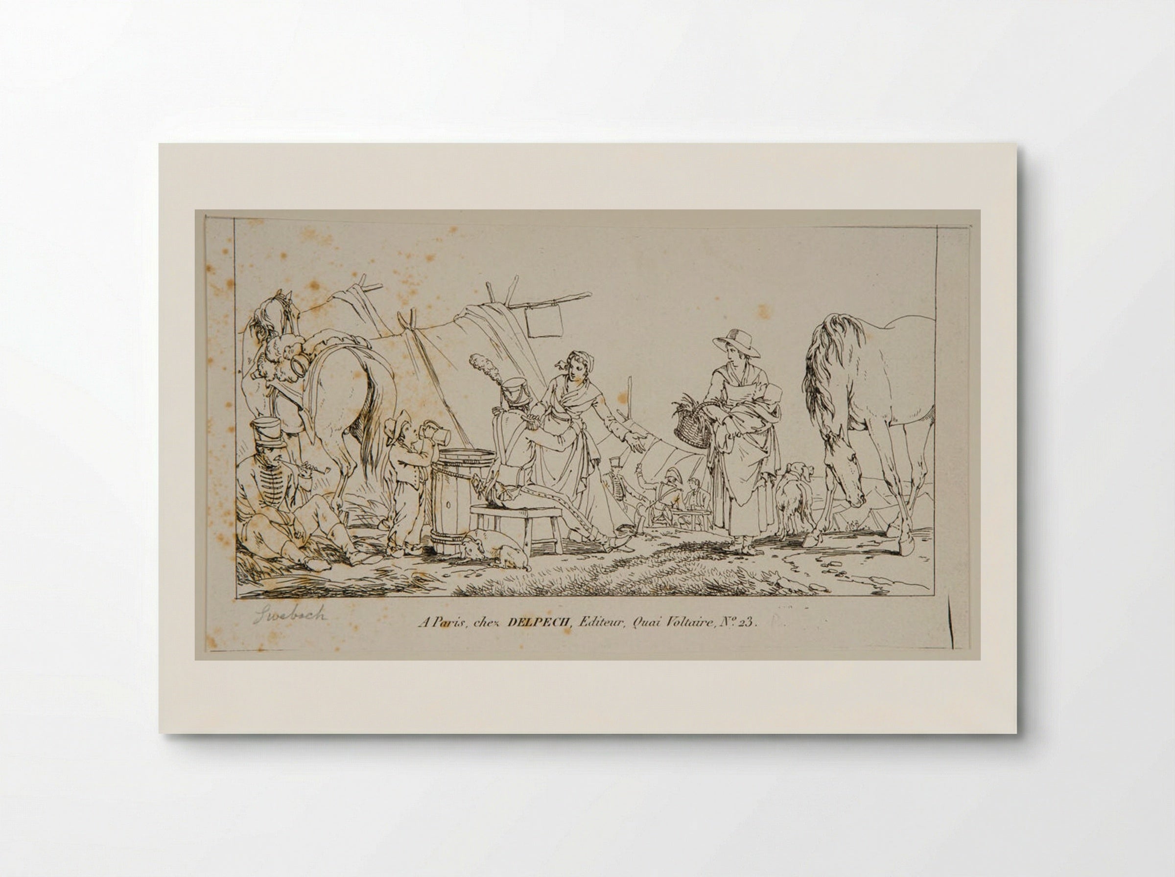 Plate XXVIII (Military Encampment Scene) - Jacques-Francois-Joseph Swebach - Poster