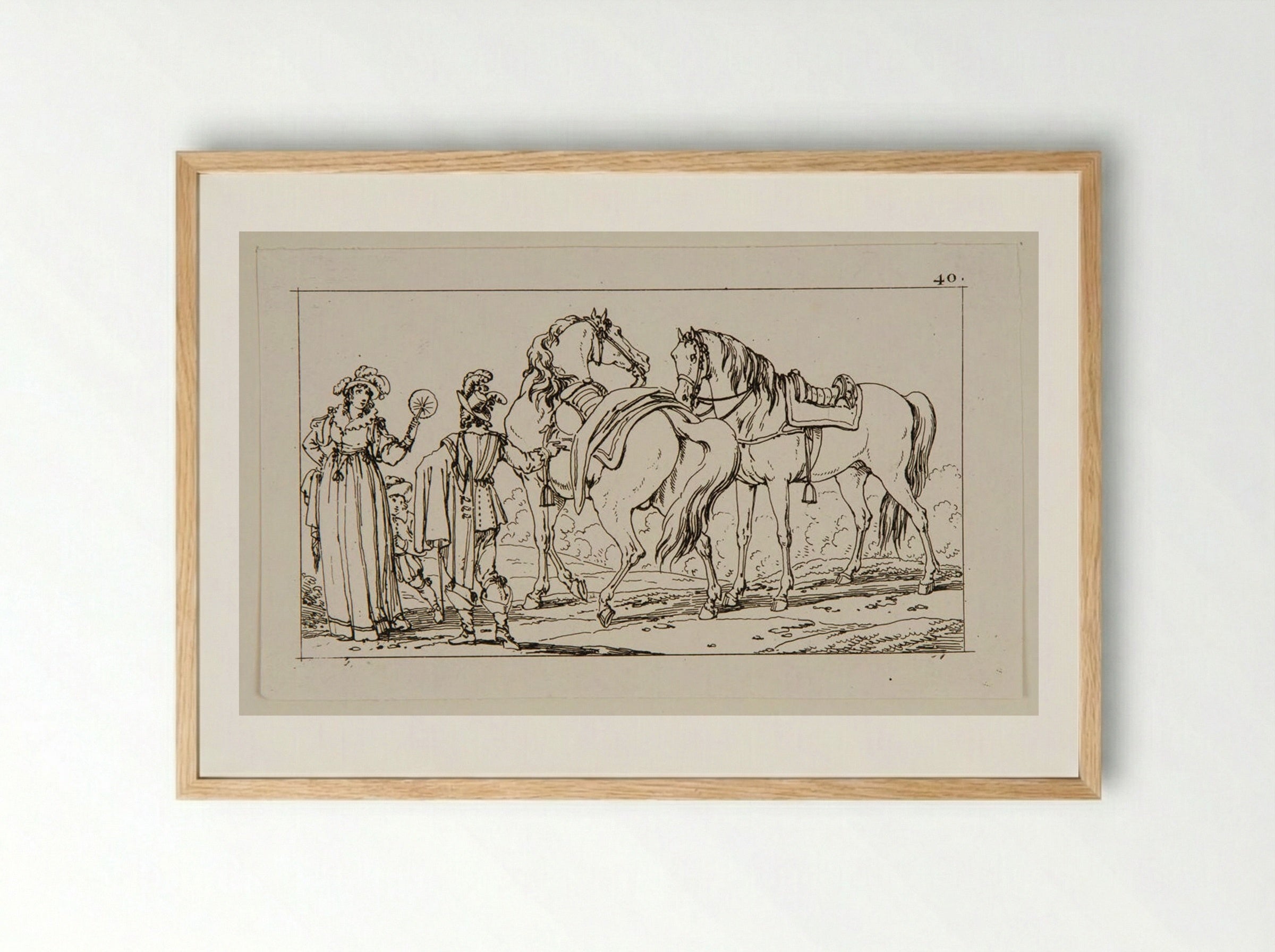 Plate XXXVII (Equestrian Study) - Jacques-Francois-Joseph Swebach - Framed Print Wood