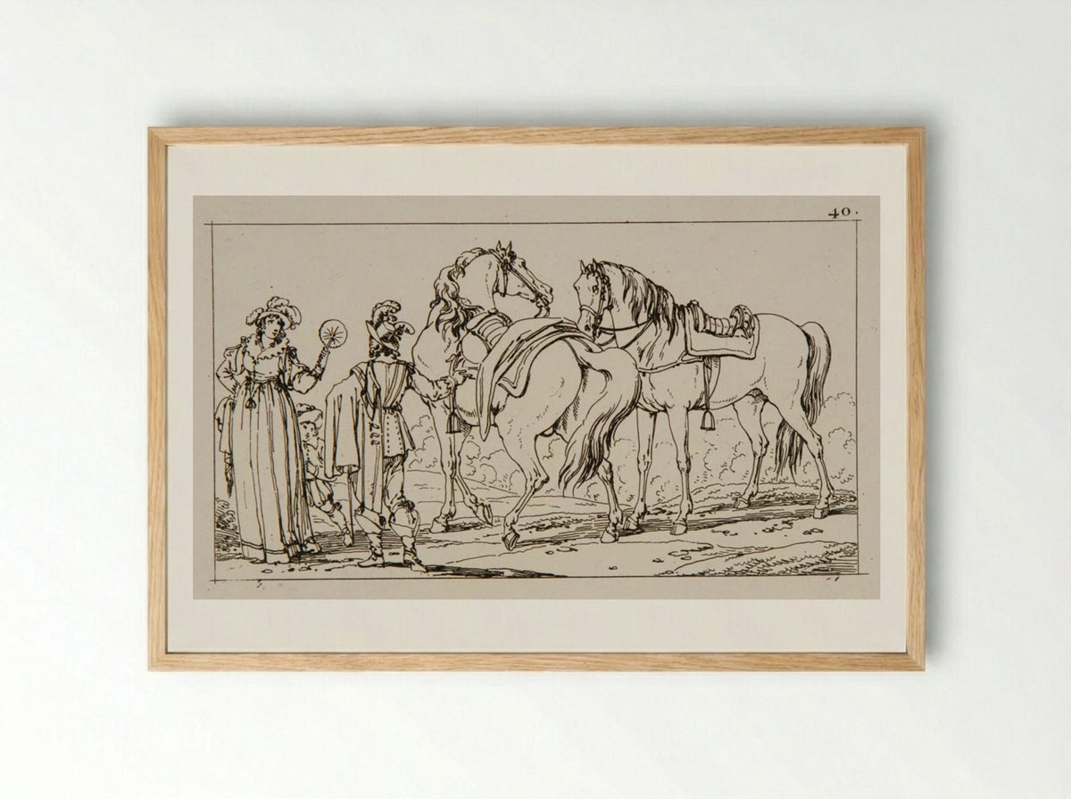 Plate XXXVII (Equestrian Study) - Jacques-Francois-Joseph Swebach - Framed Print Wood
