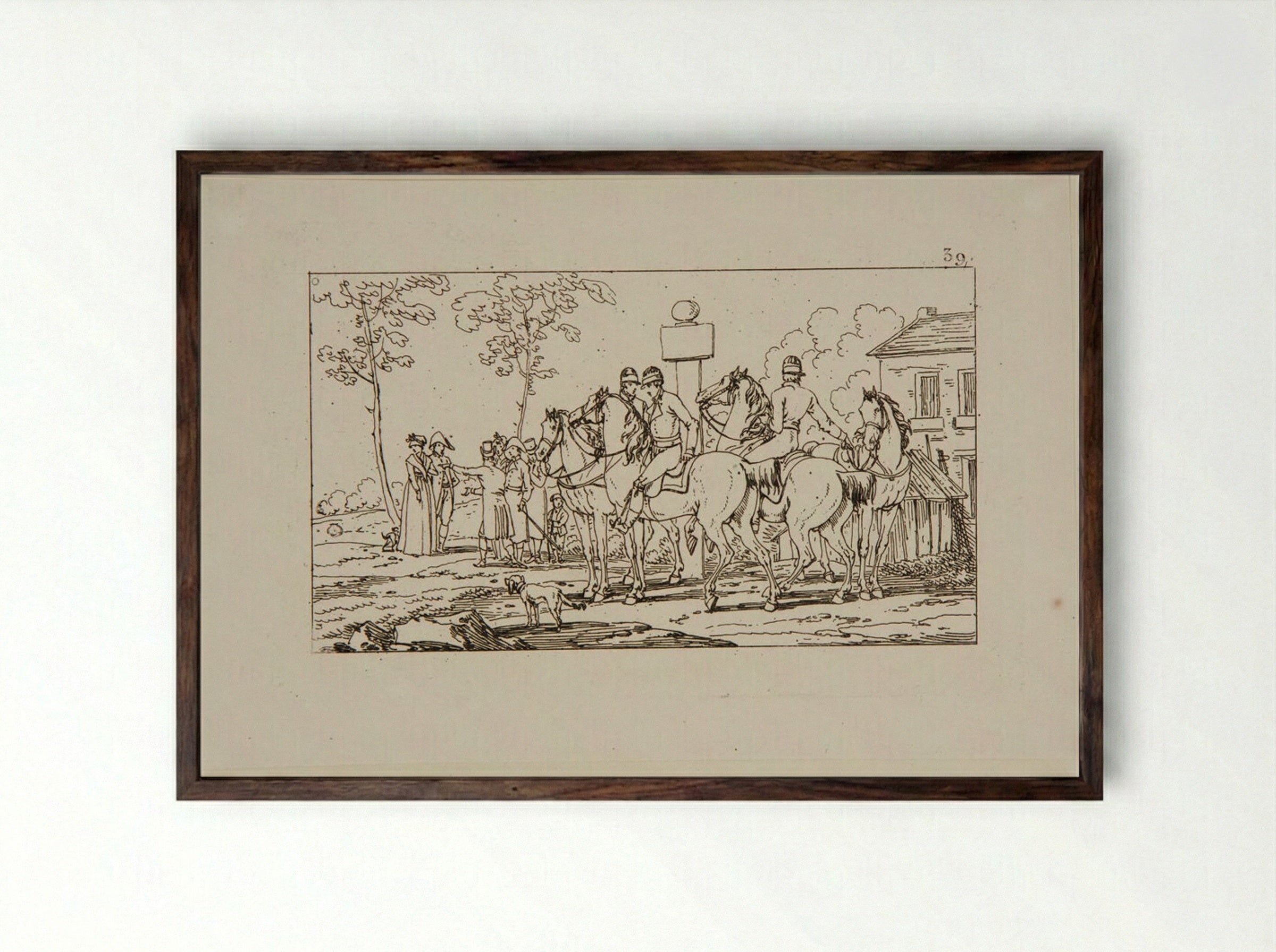 Plate XXXVI - Jacques-Francois-Joseph Swebach - Framed Print Dark Wood