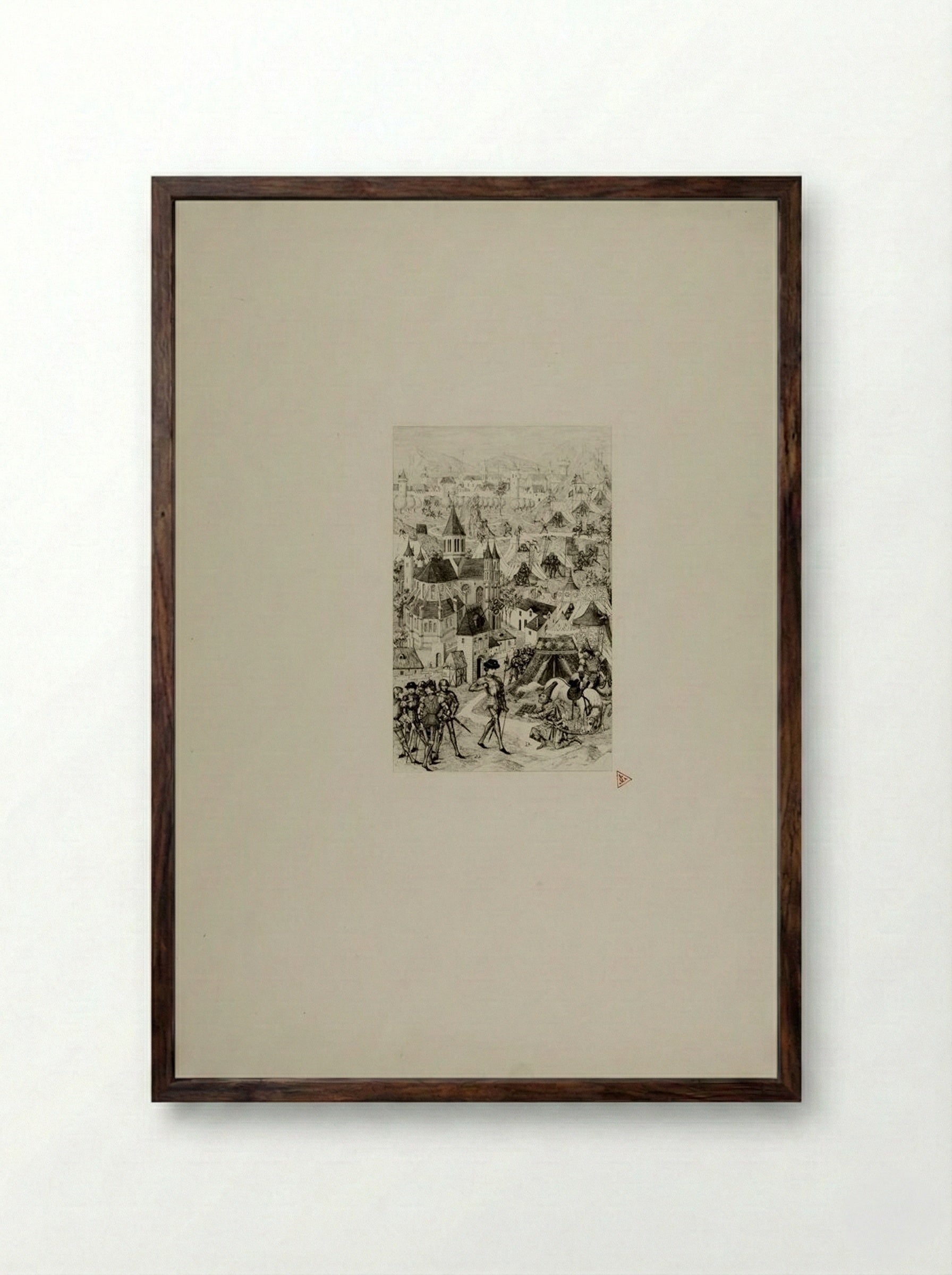 Plate for Voyage to the Holy Land in 1432 - Jules Ferdinand Jacquemart - Framed Print Dark Wood