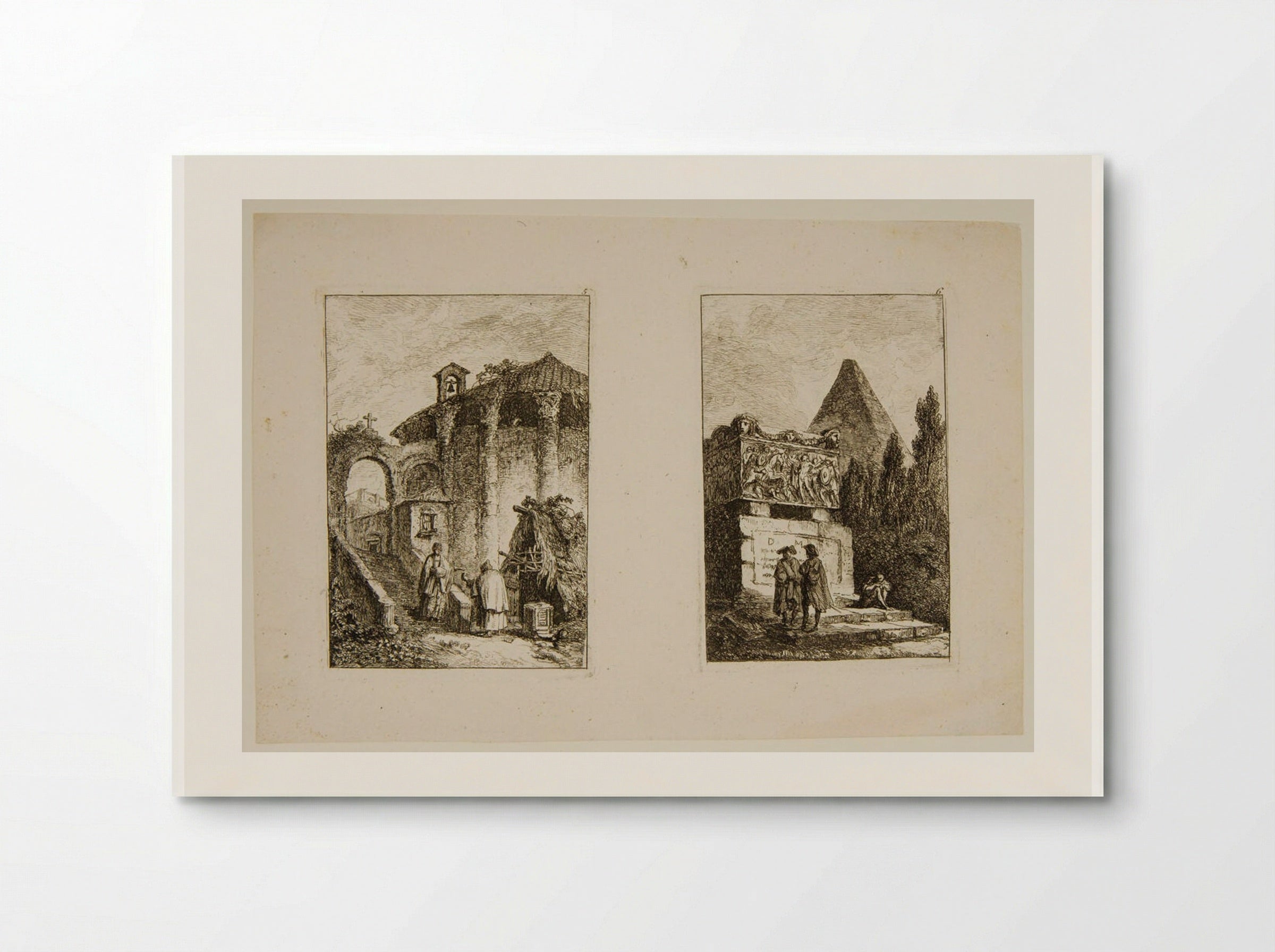 Plates V and VI of Les Soirées de Rome - Hubert Robert - Poster