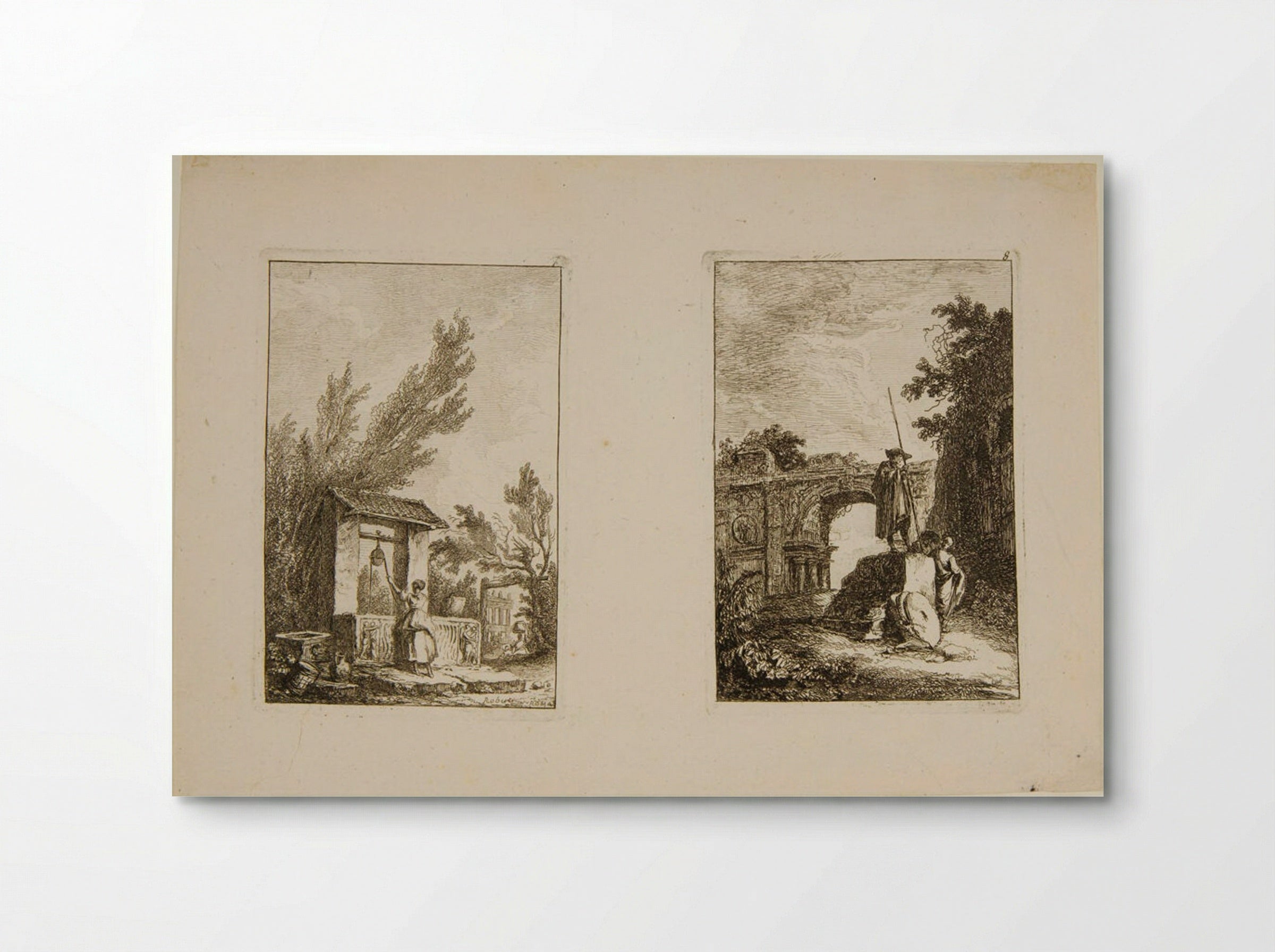 Plates VII and VIII of Les Soirées de Rome - Hubert Robert - Poster