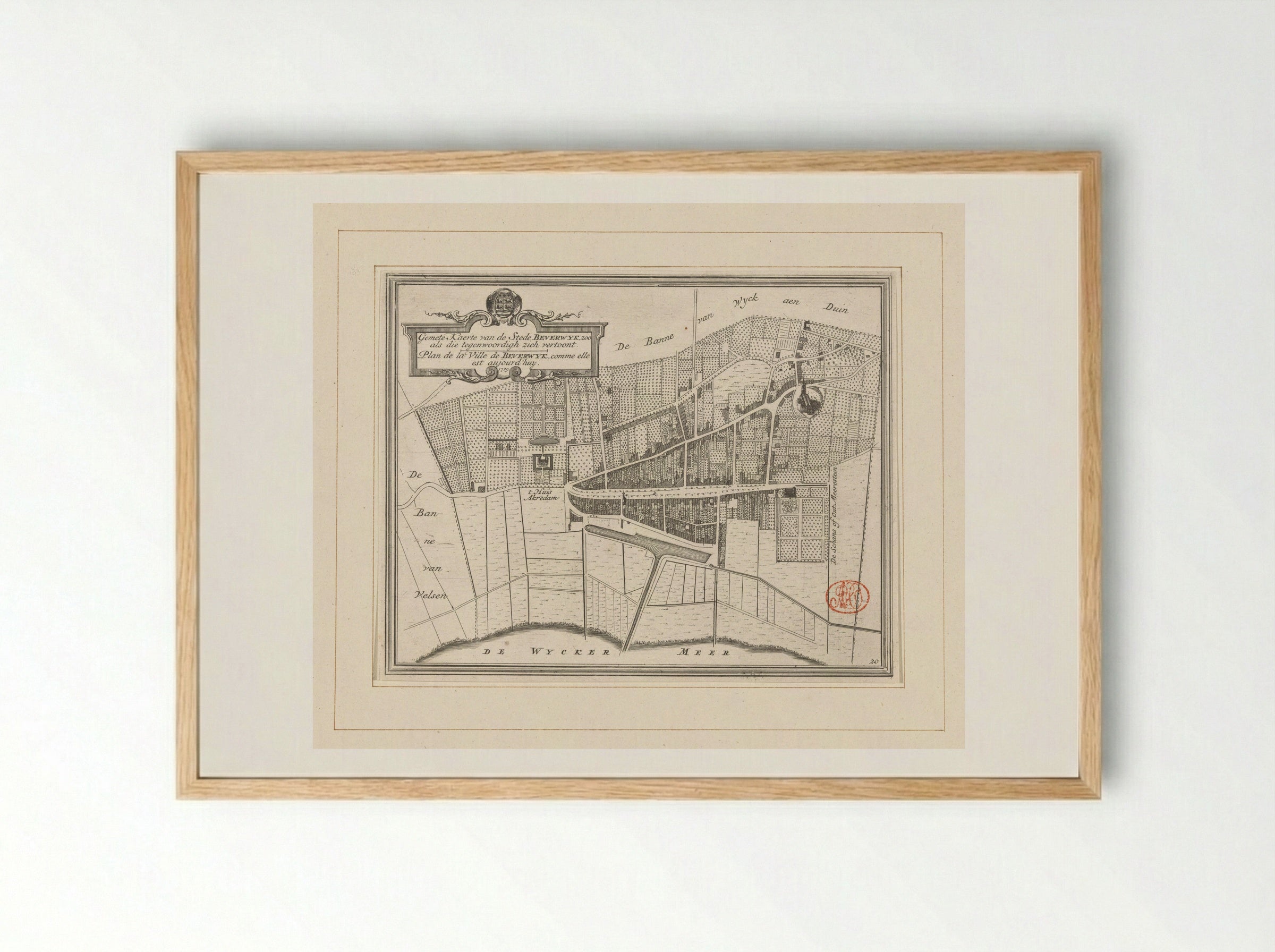 Plattegrond van Beverwijk - Hendrik de Leth - Framed Print Wood