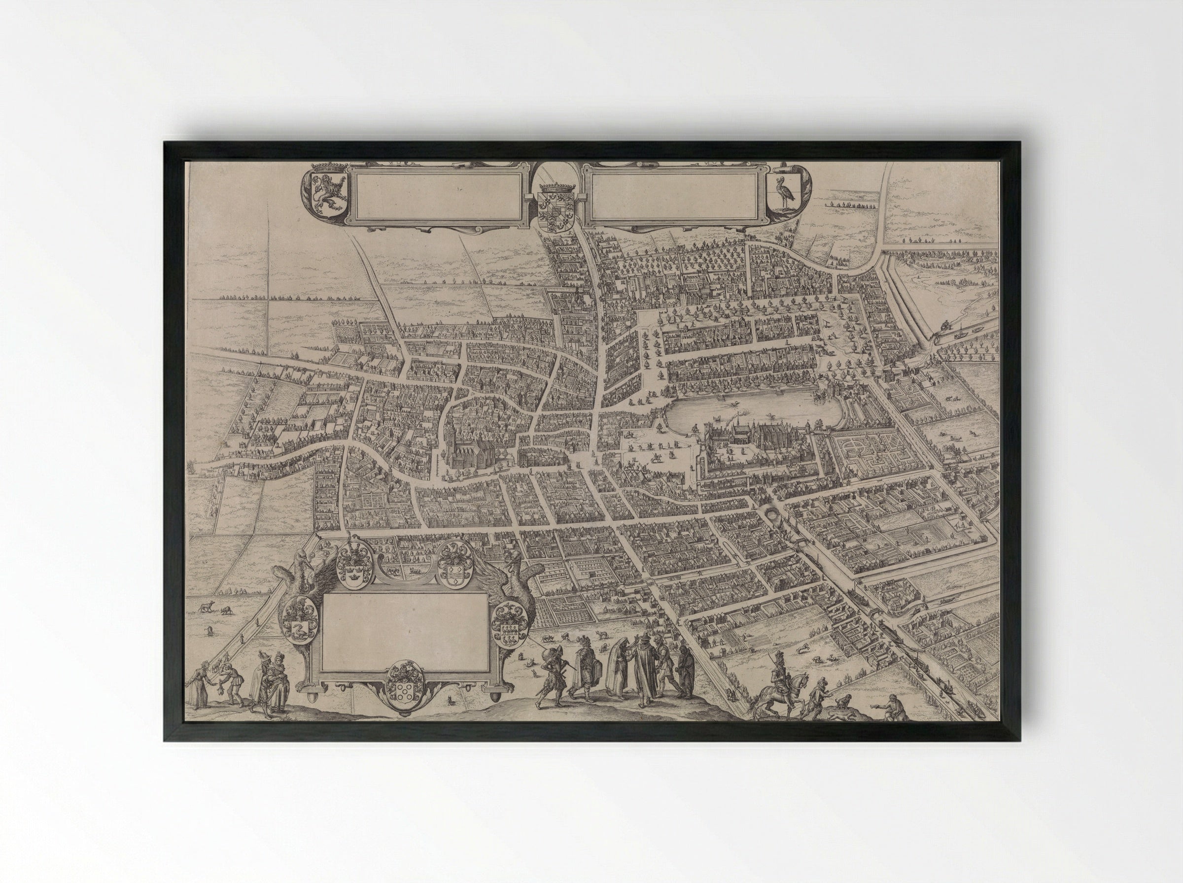 Plattegrond van Den Haag - Jacques de Gheyn II - Framed Print Black