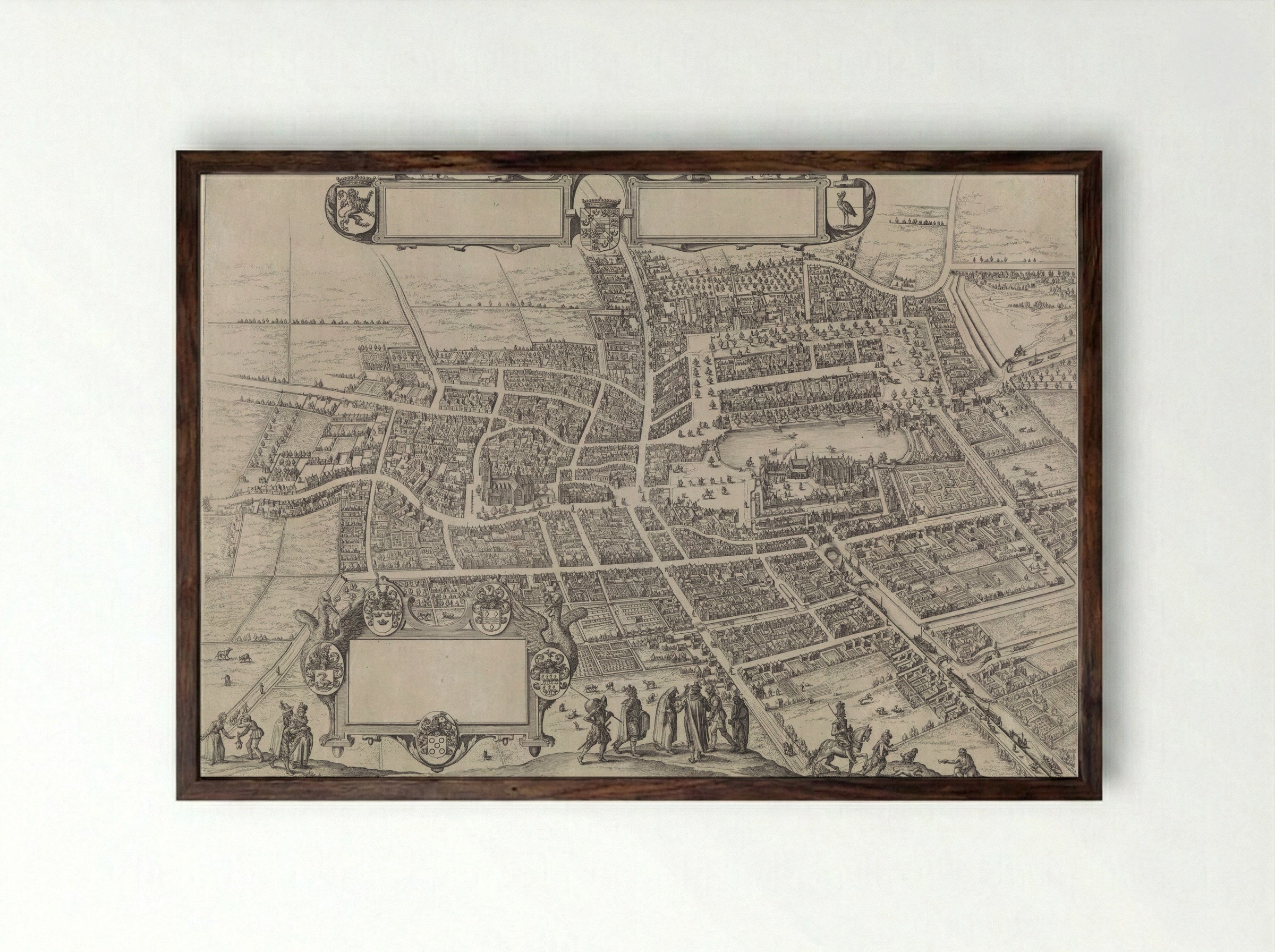 Plattegrond van Den Haag - Jacques de Gheyn II - Framed Print Dark Wood