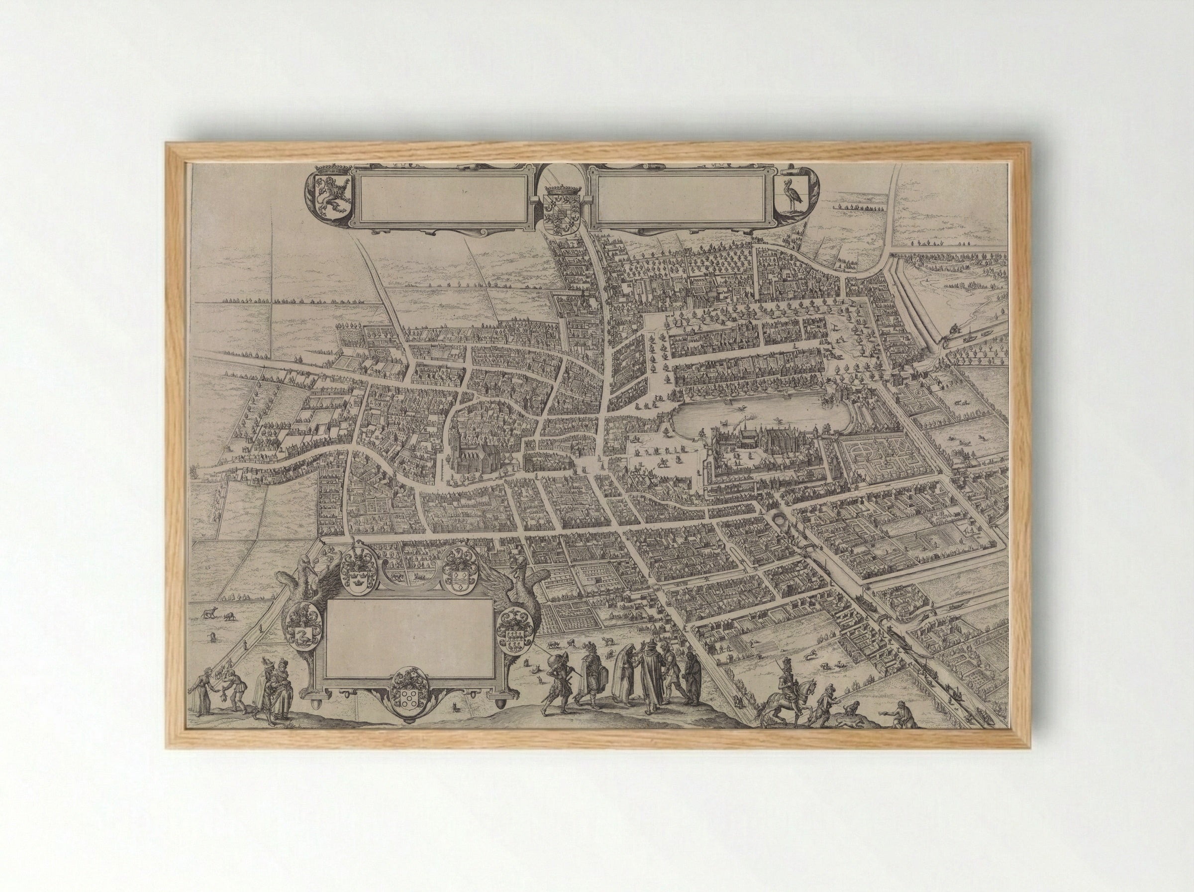 Plattegrond van Den Haag - Jacques de Gheyn II - Framed Print Wood