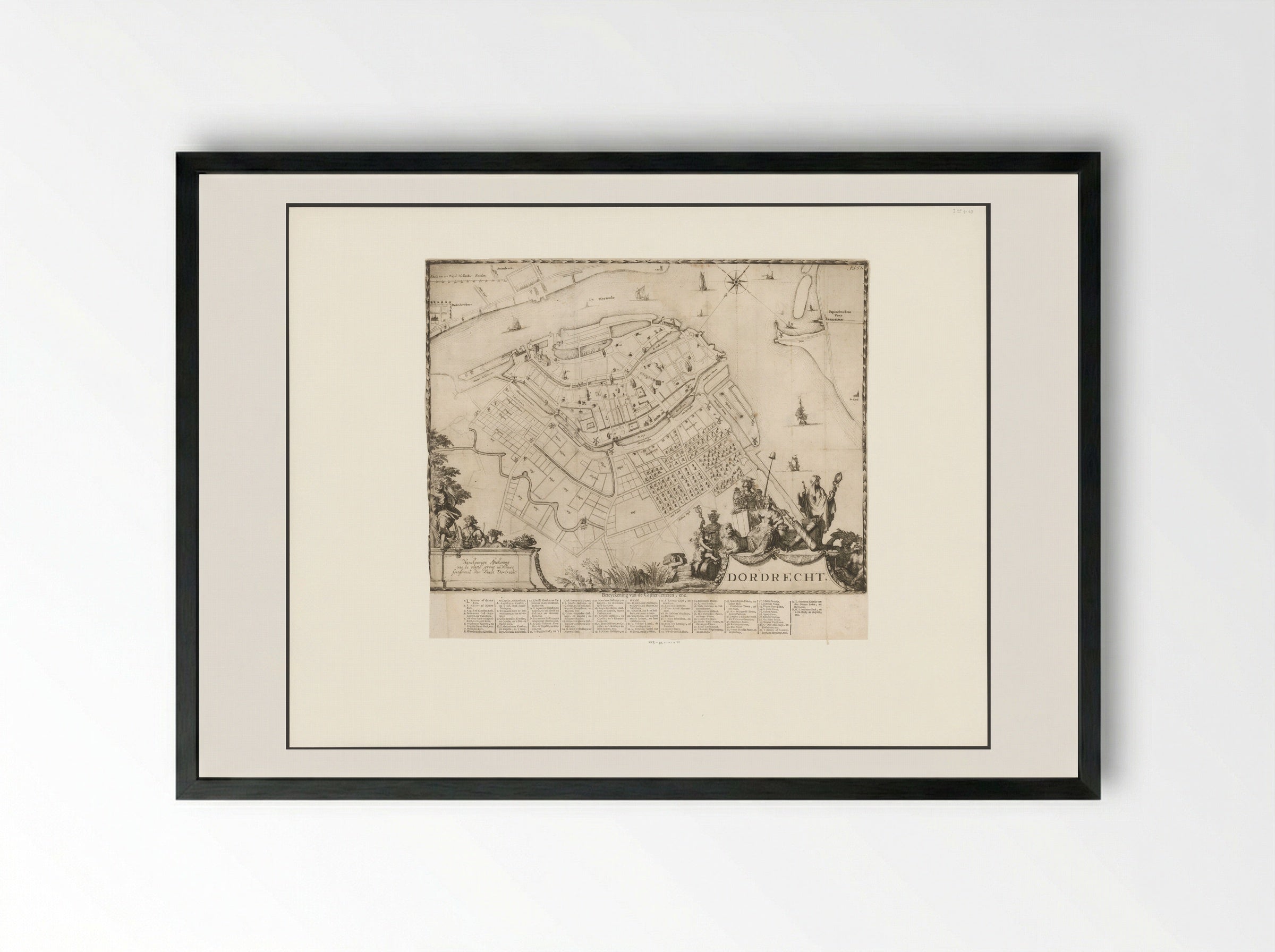 Plattegrond van Dordrecht - Romeyn de Hooghe - Framed Print Black
