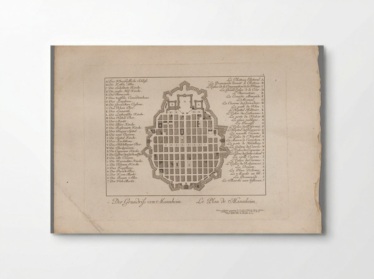 Plattegrond van Mannheim - Christian Friedrich Schwan - Poster