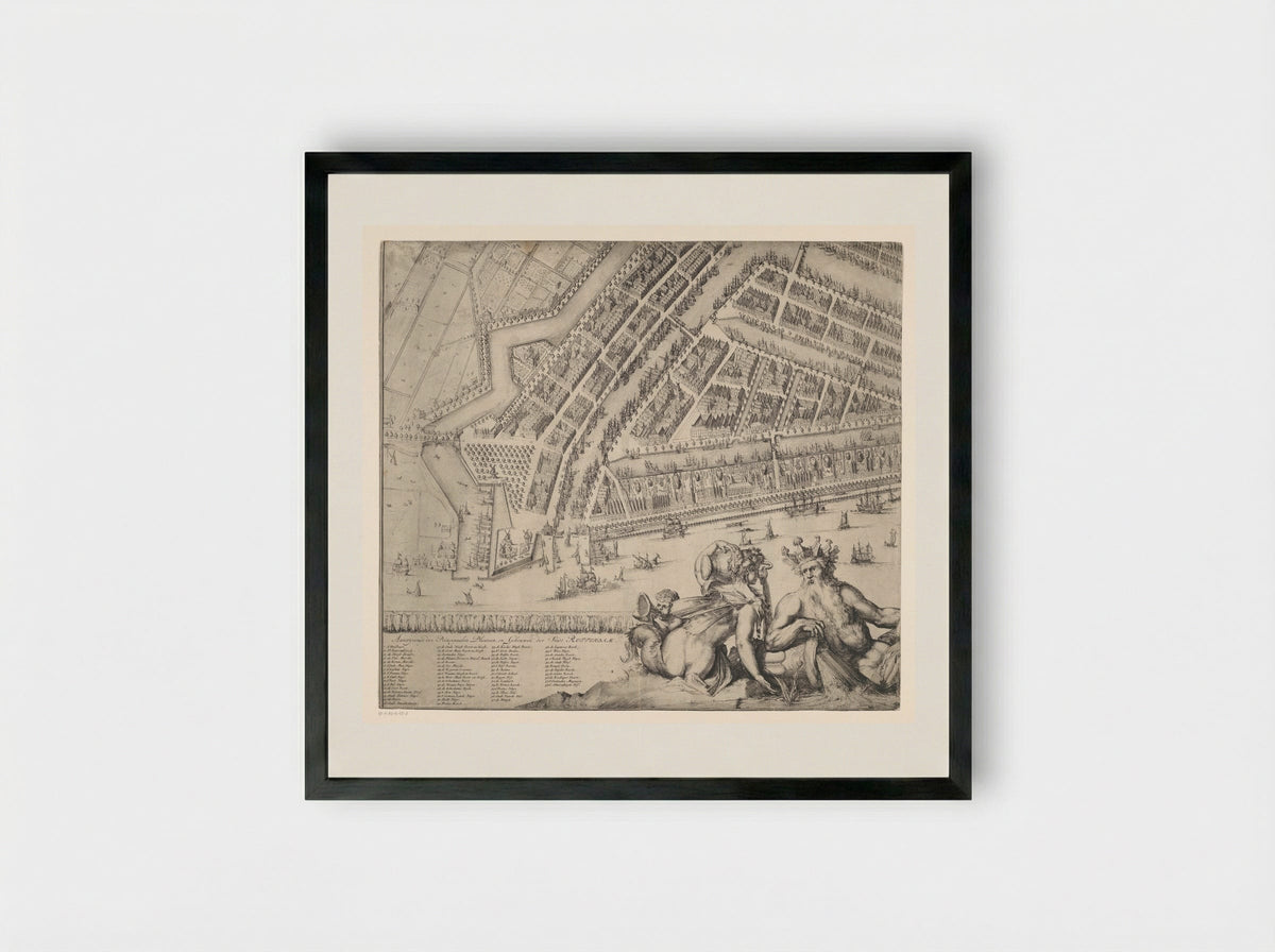 Plattegrond van Rotterdam (deel linksonder) - Romeyn de Hooghe - Framed Print Black