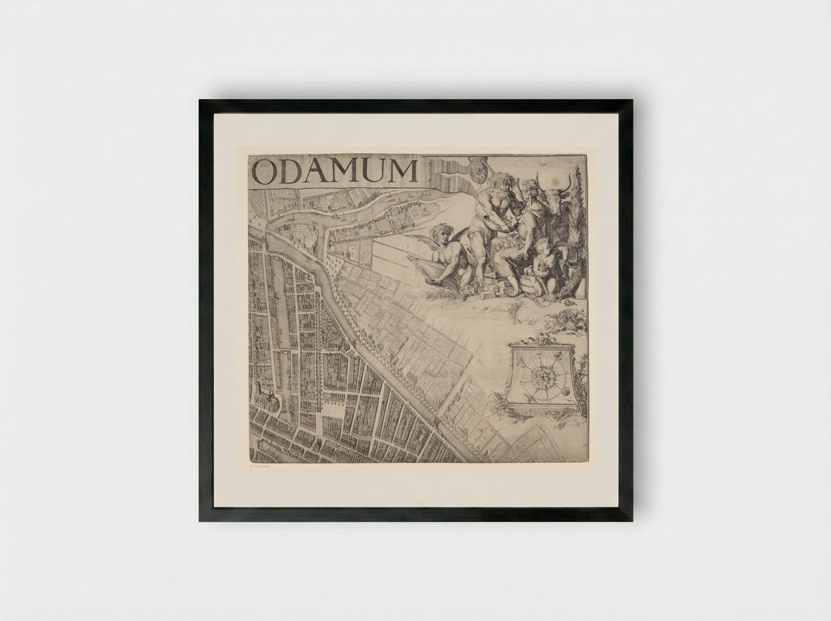 Plattegrond van Rotterdam (deel rechtsboven) - Romeyn de Hooghe - Framed Print Black