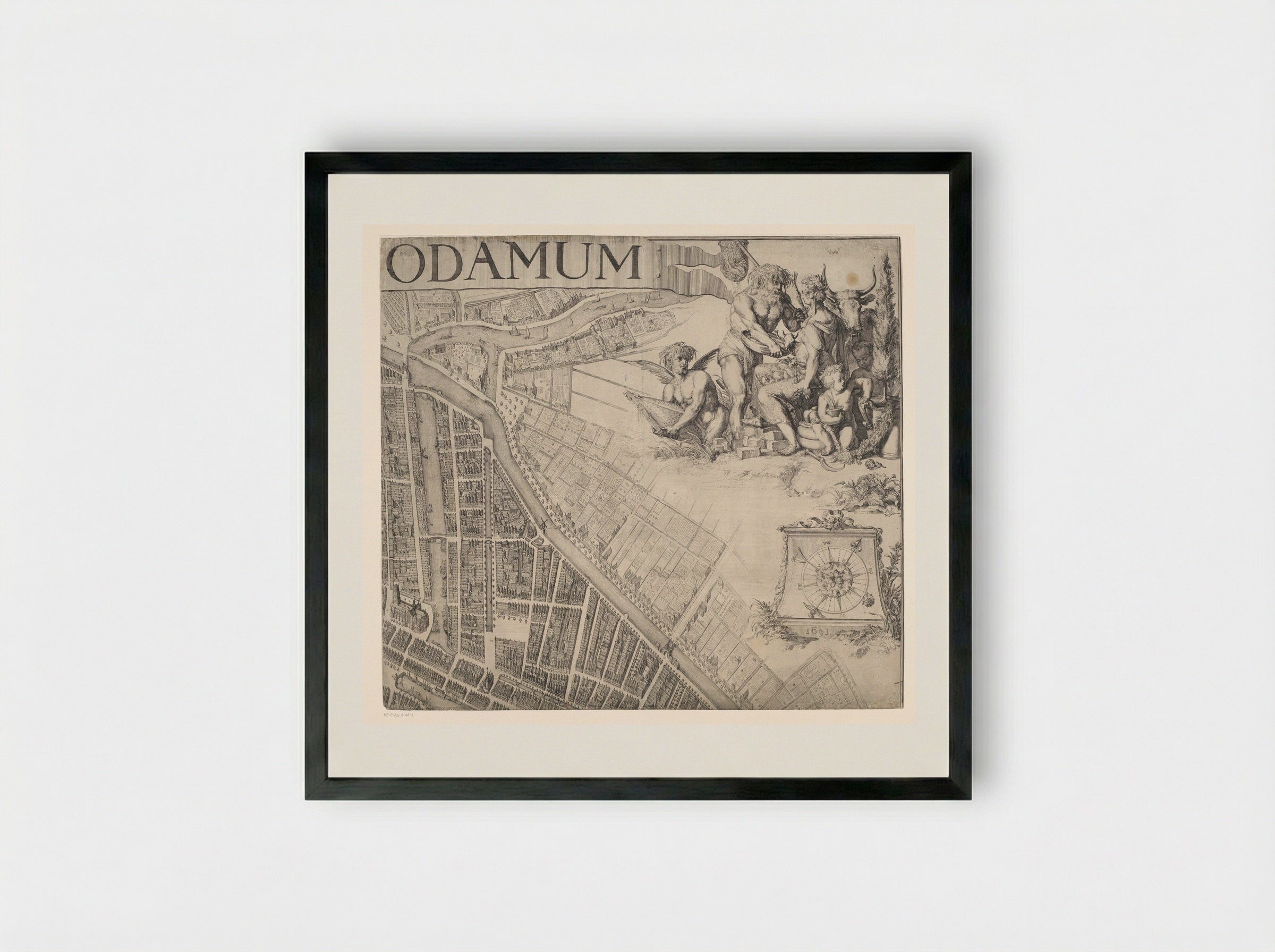 Plattegrond van Rotterdam (deel rechtsboven) - Romeyn de Hooghe - Framed Print Black