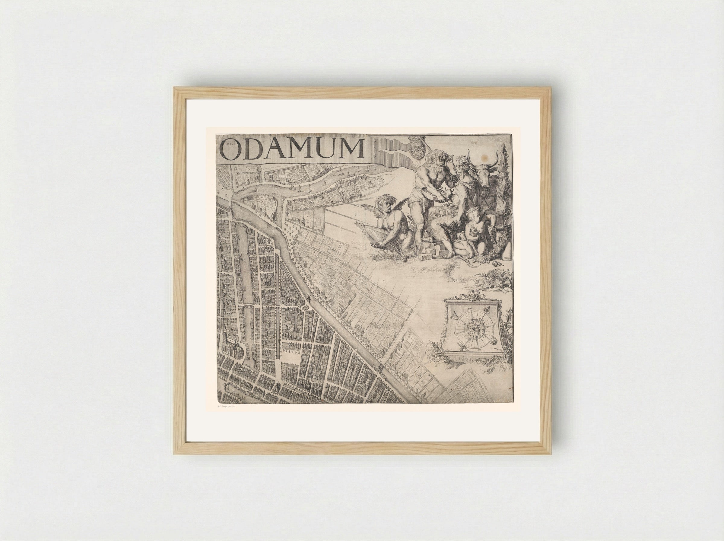 Plattegrond van Rotterdam (deel rechtsboven) - Romeyn de Hooghe - Framed Print Wood